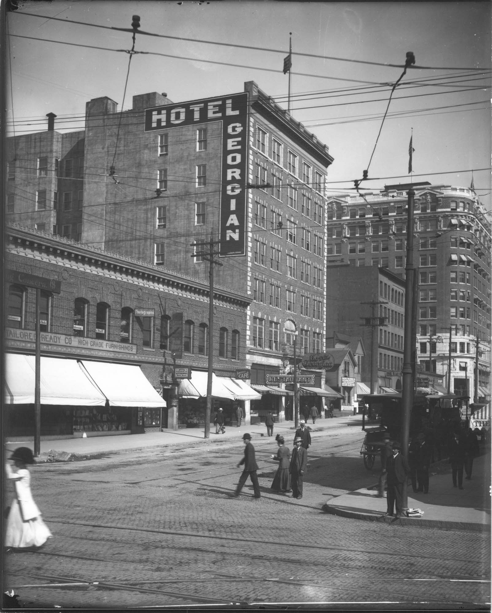Image of Fourth Avenue and Pike Street, Seattle, circa 1911