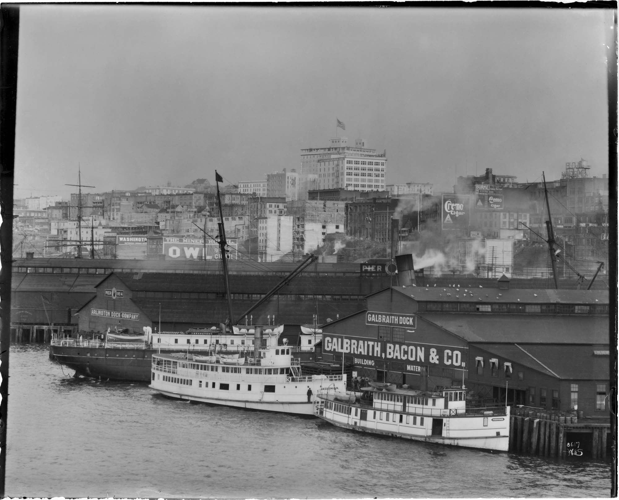 Image of Boats at Galbraith Dock, Seattle, circa 1908