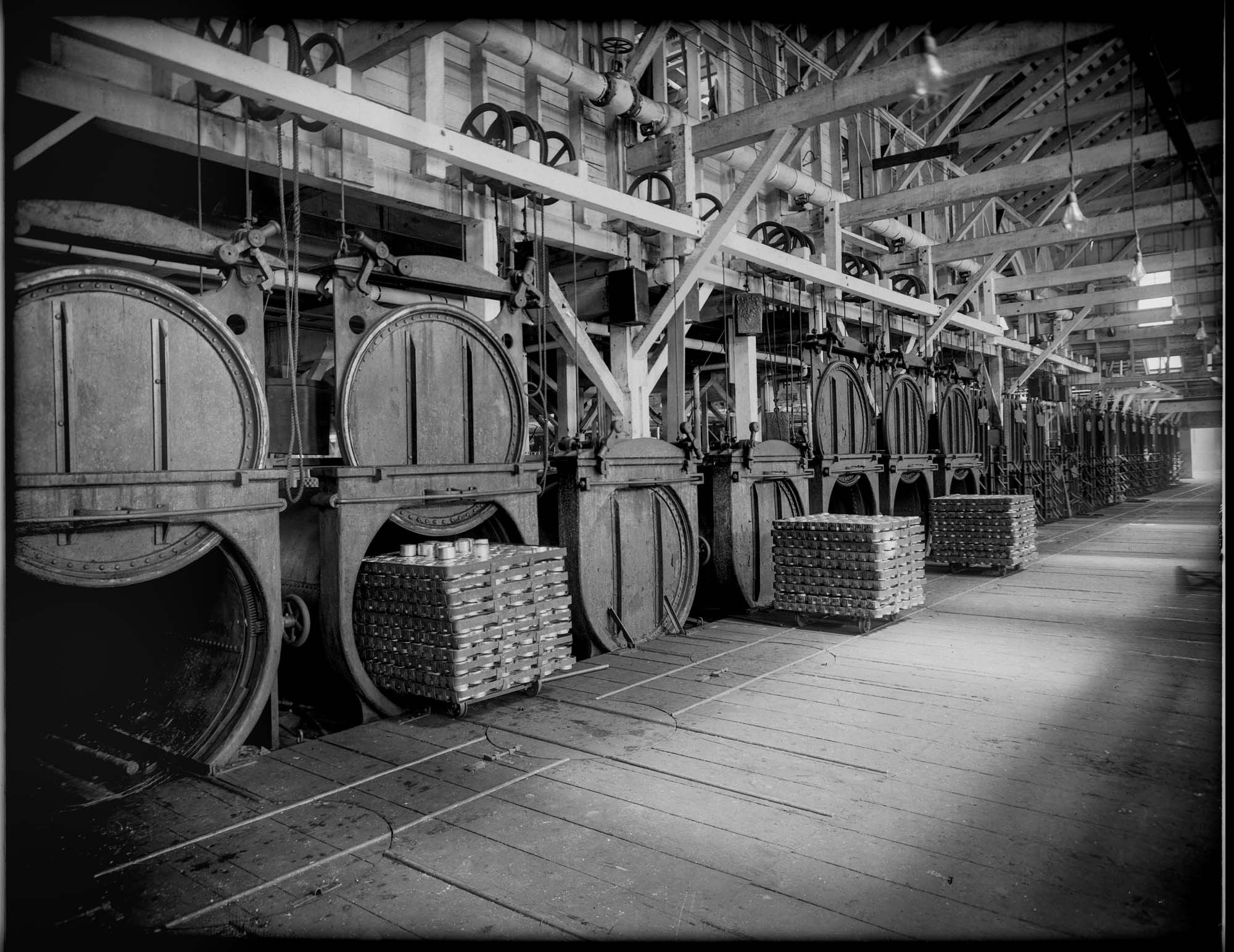 Image of Retorts at Pacific American Fisheries salmon canning factory, 1910