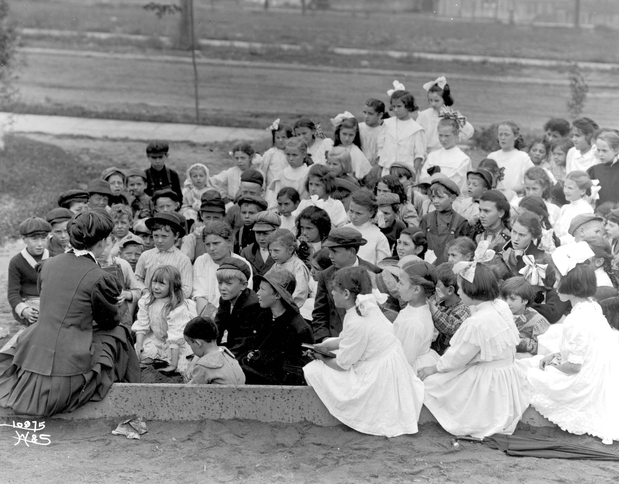 Image of Story hour at Collins Playground, circa 1912