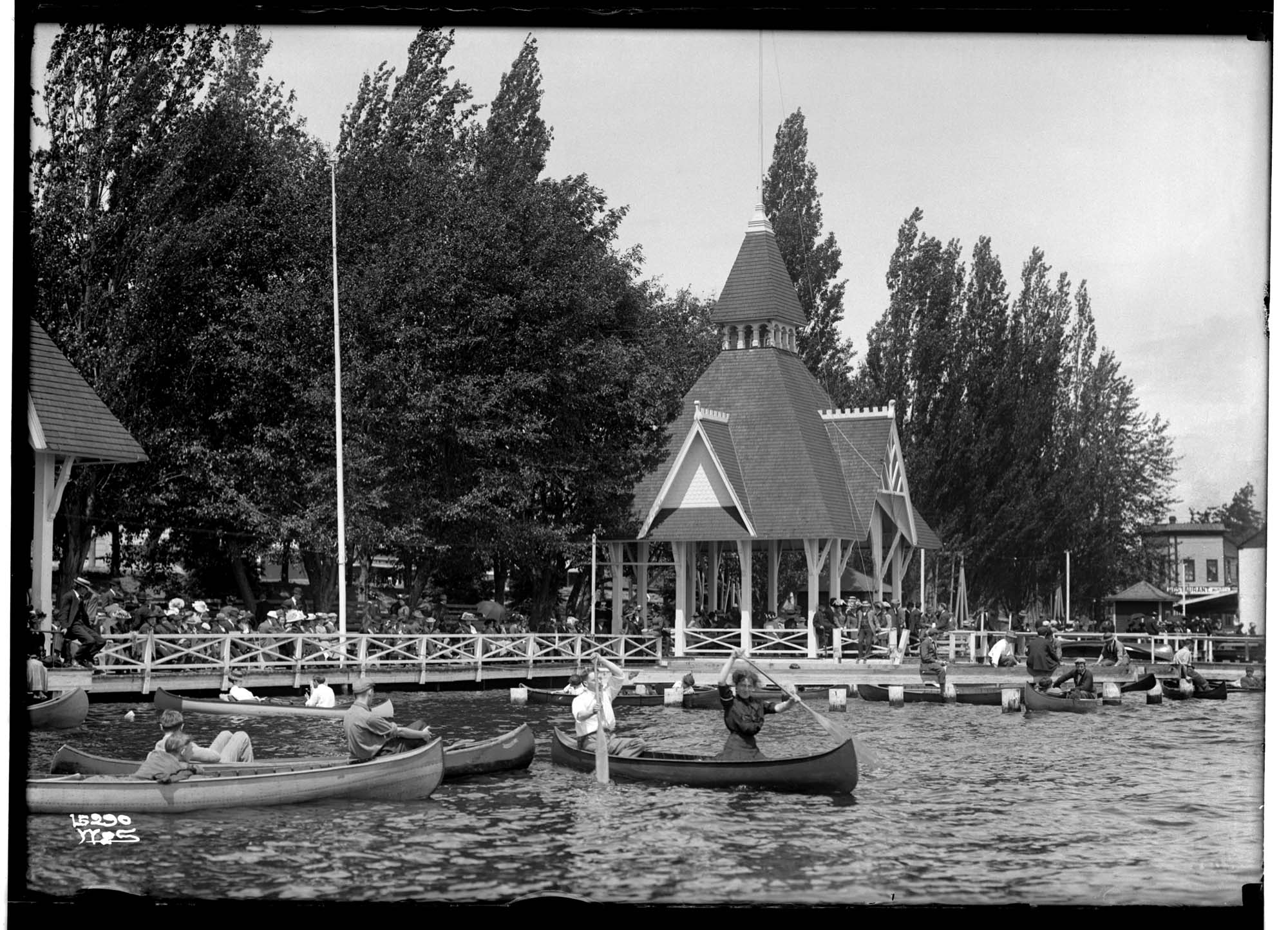 Image of Canoeists at Madison Park, Seattle, circa 1910