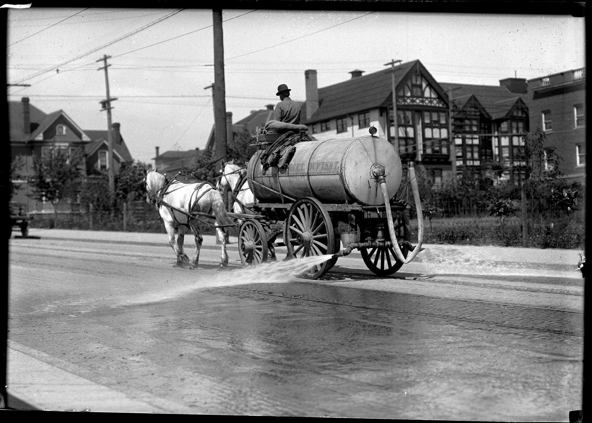Image of Street sprinkler, circa 1912