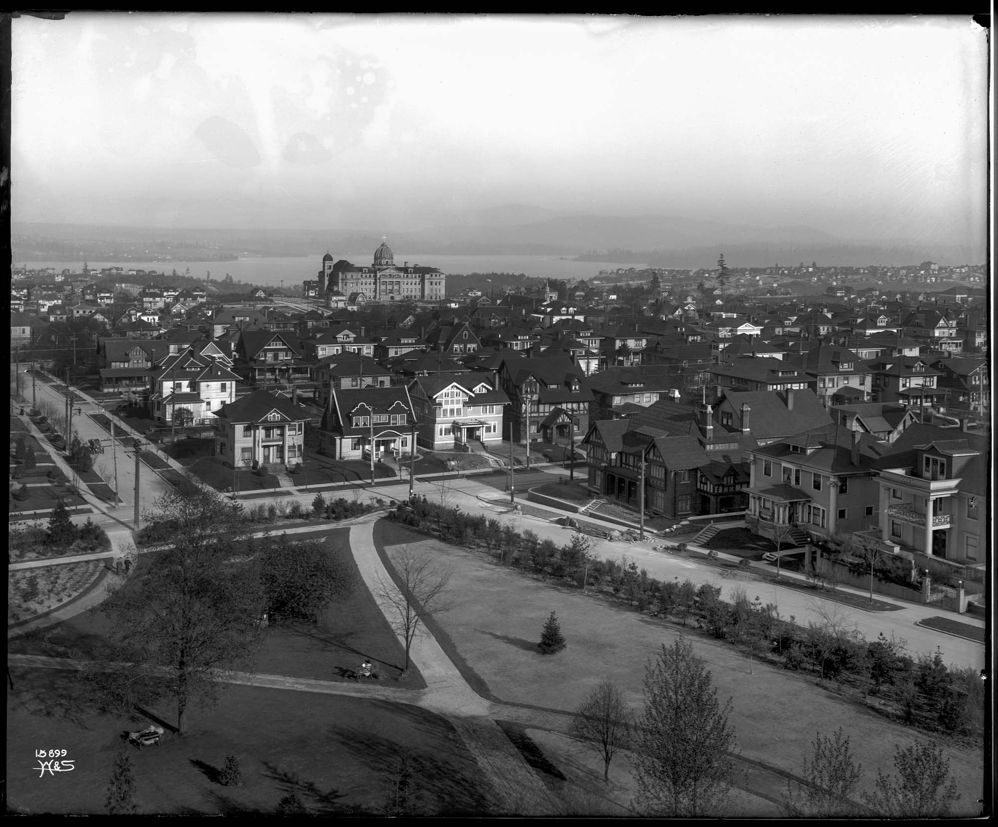 Image of View to the east from the Volunteer Park water tower, circa 1913