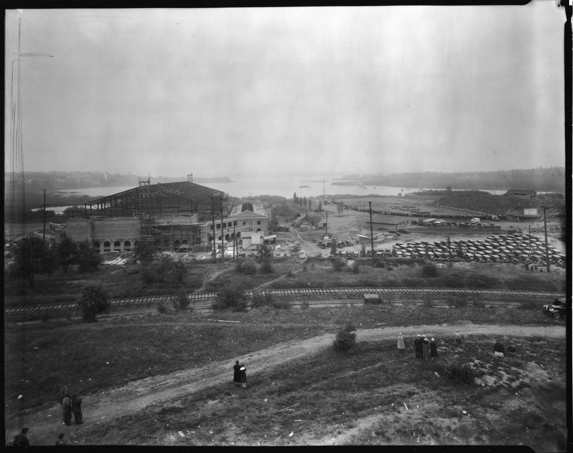 Image of Edmundson Pavilion under construction, University of Washington, Seattle, circa 1927