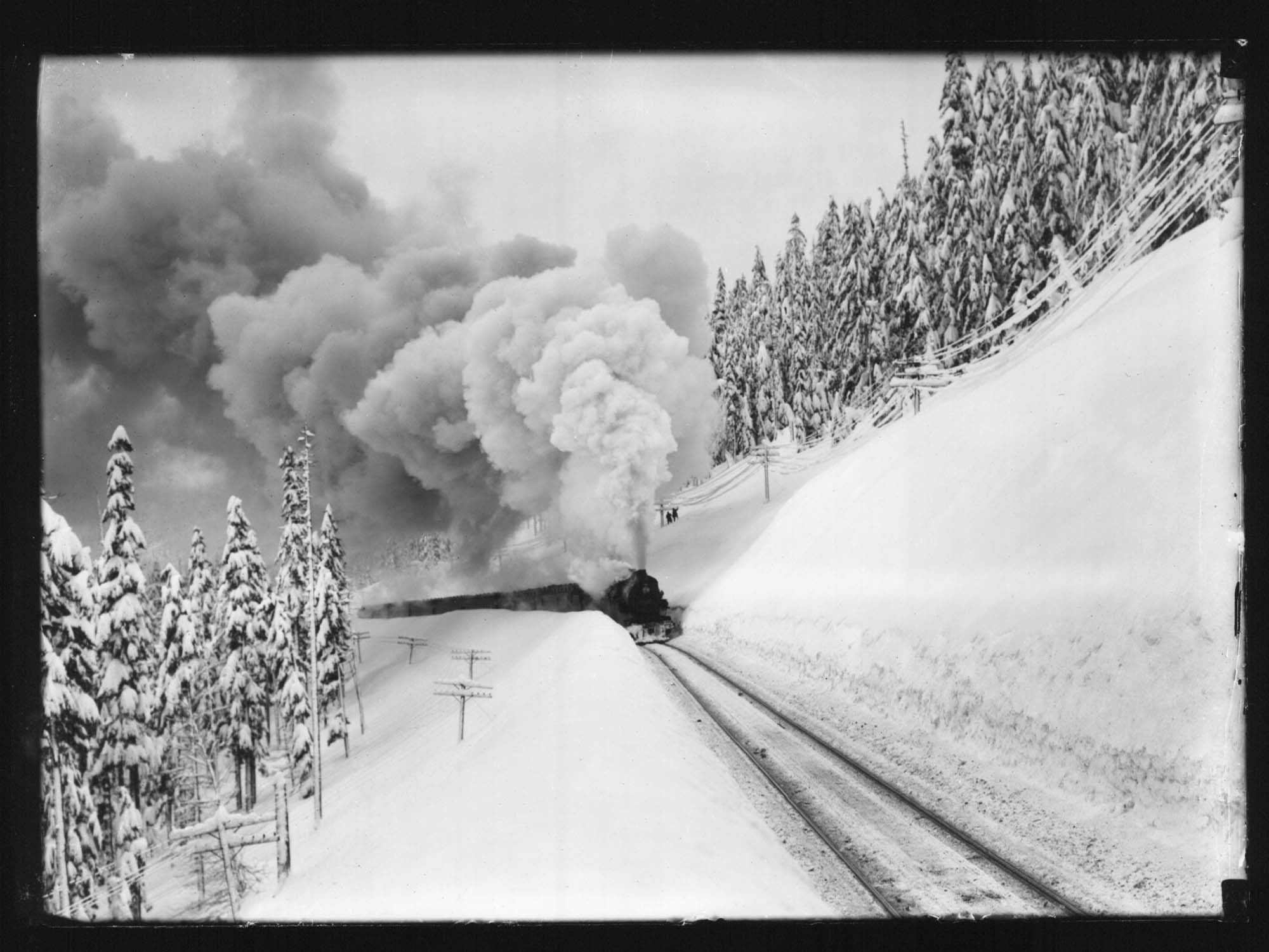 Image of Northern Pacific train in snow, circa 1913