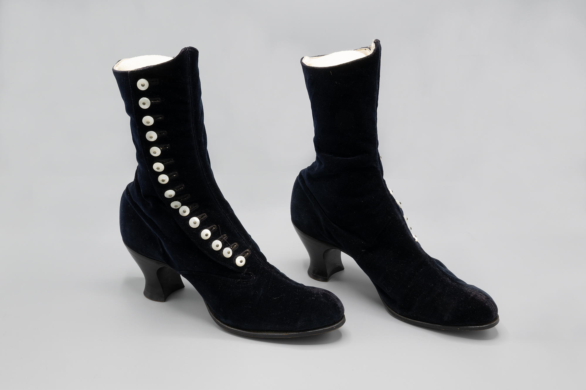 Image of Velvet high top button boots, ca. 1905