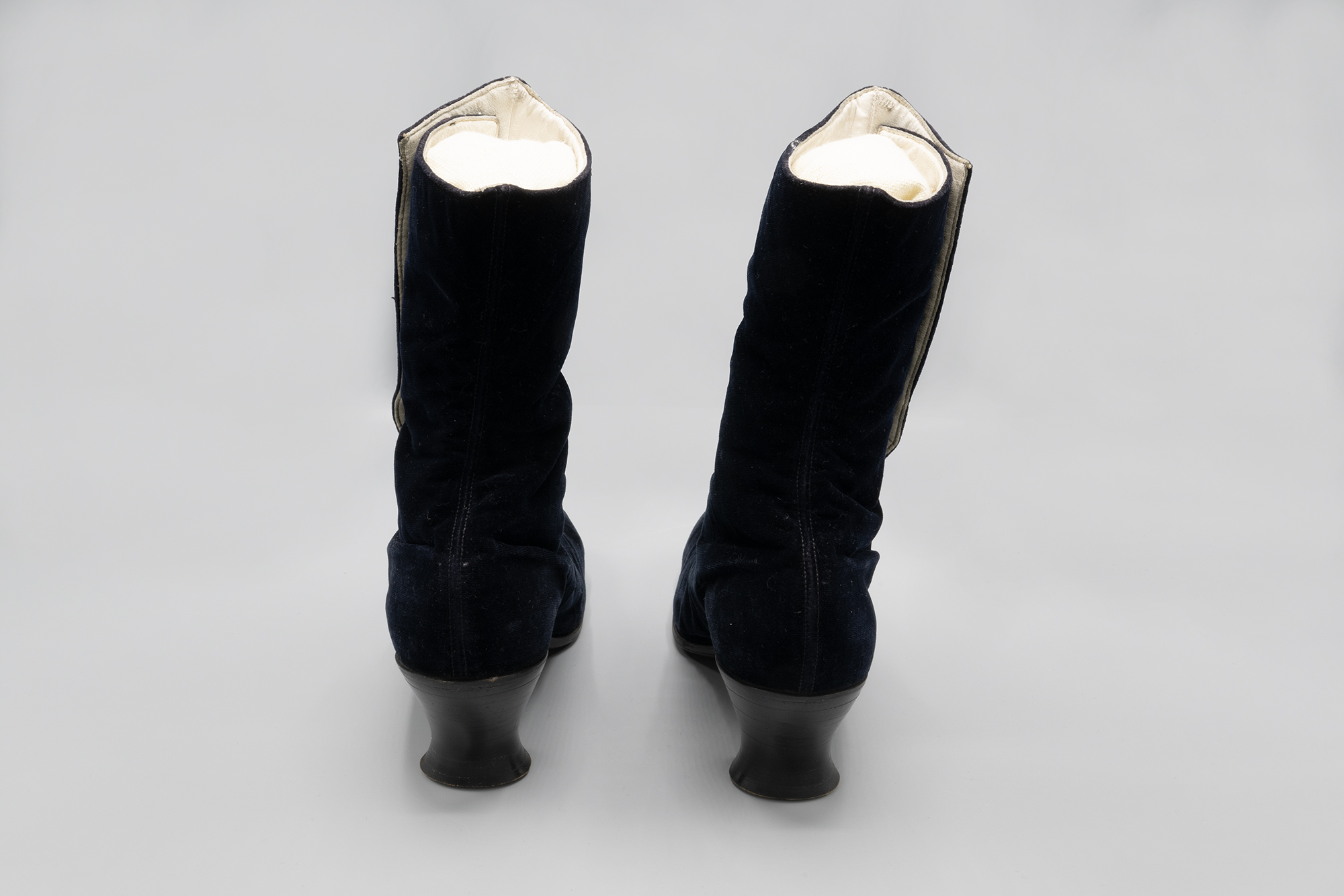 Image of Velvet high top button boots, ca. 1905