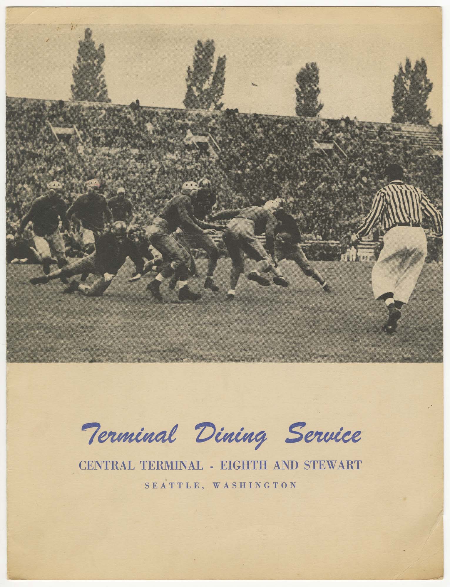 Image of Terminal Dining Service menu, circa 1940