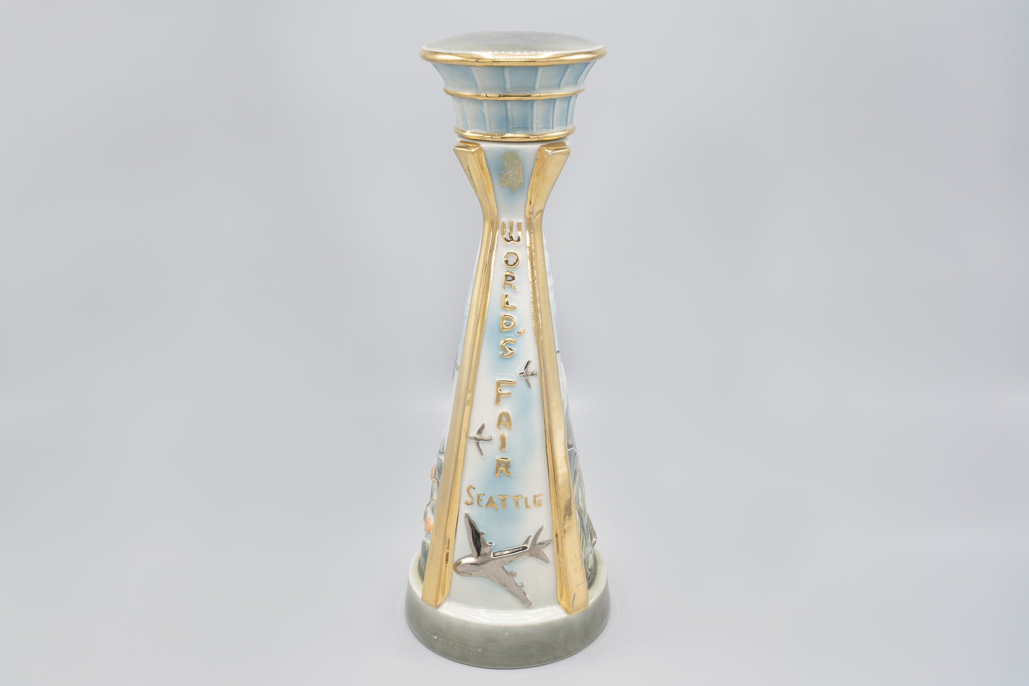 Image of Jim Beam decanter in the shape of the Space Needle, 1962