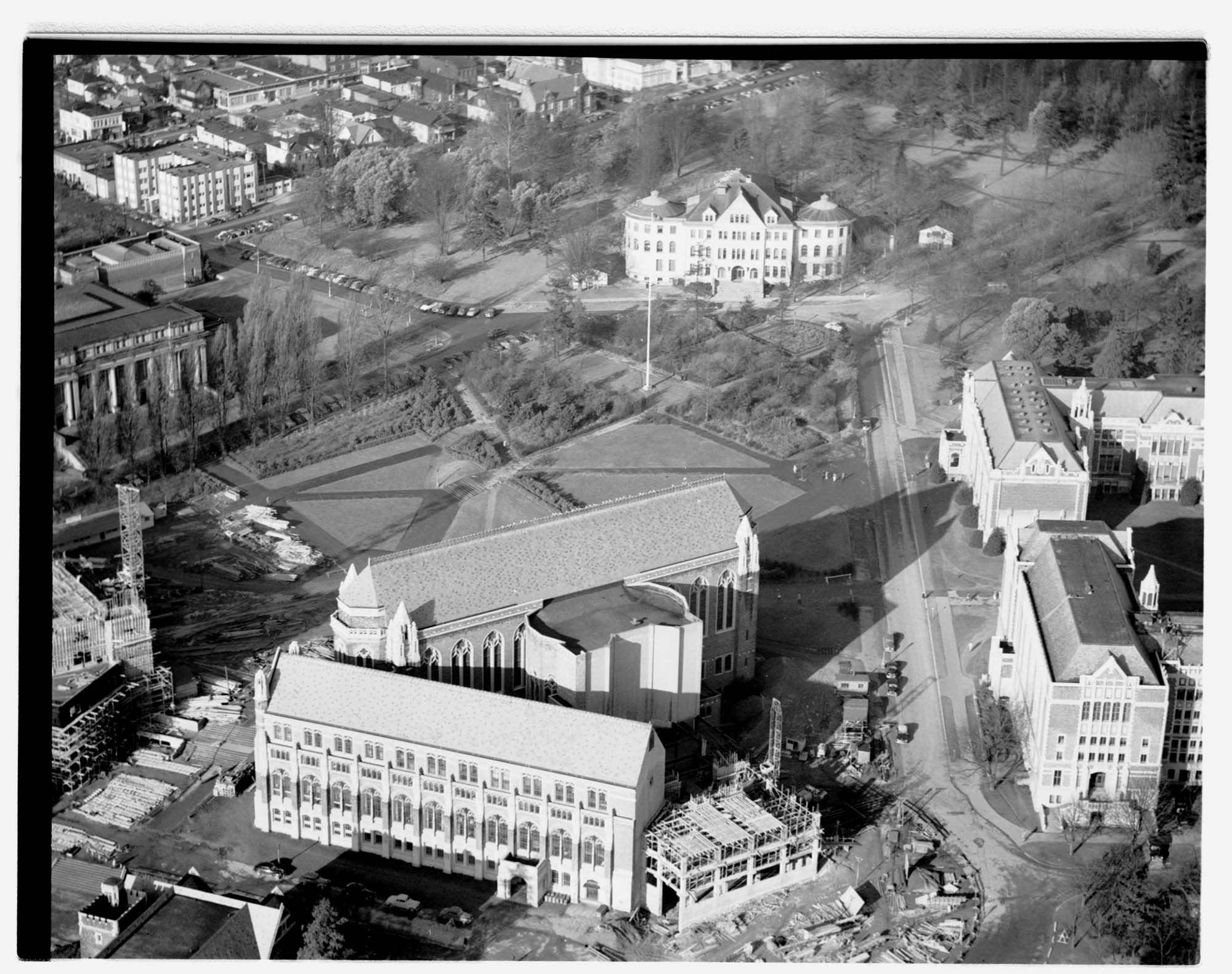 Image of Aerial view of University of Washington central plaza, Seattle, 1948