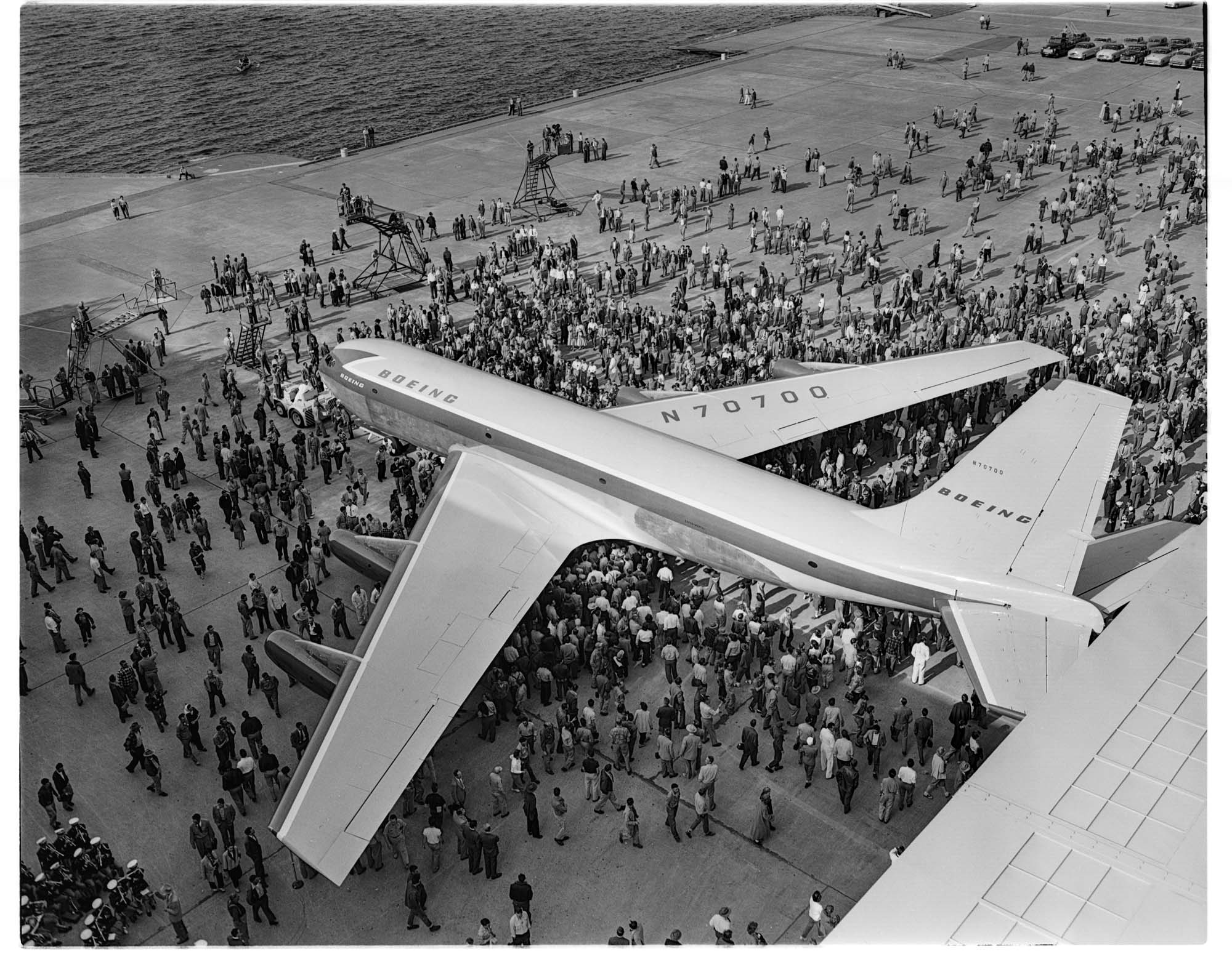 Image of Unveiling of Boeing's new 707 jet, Renton, 1954