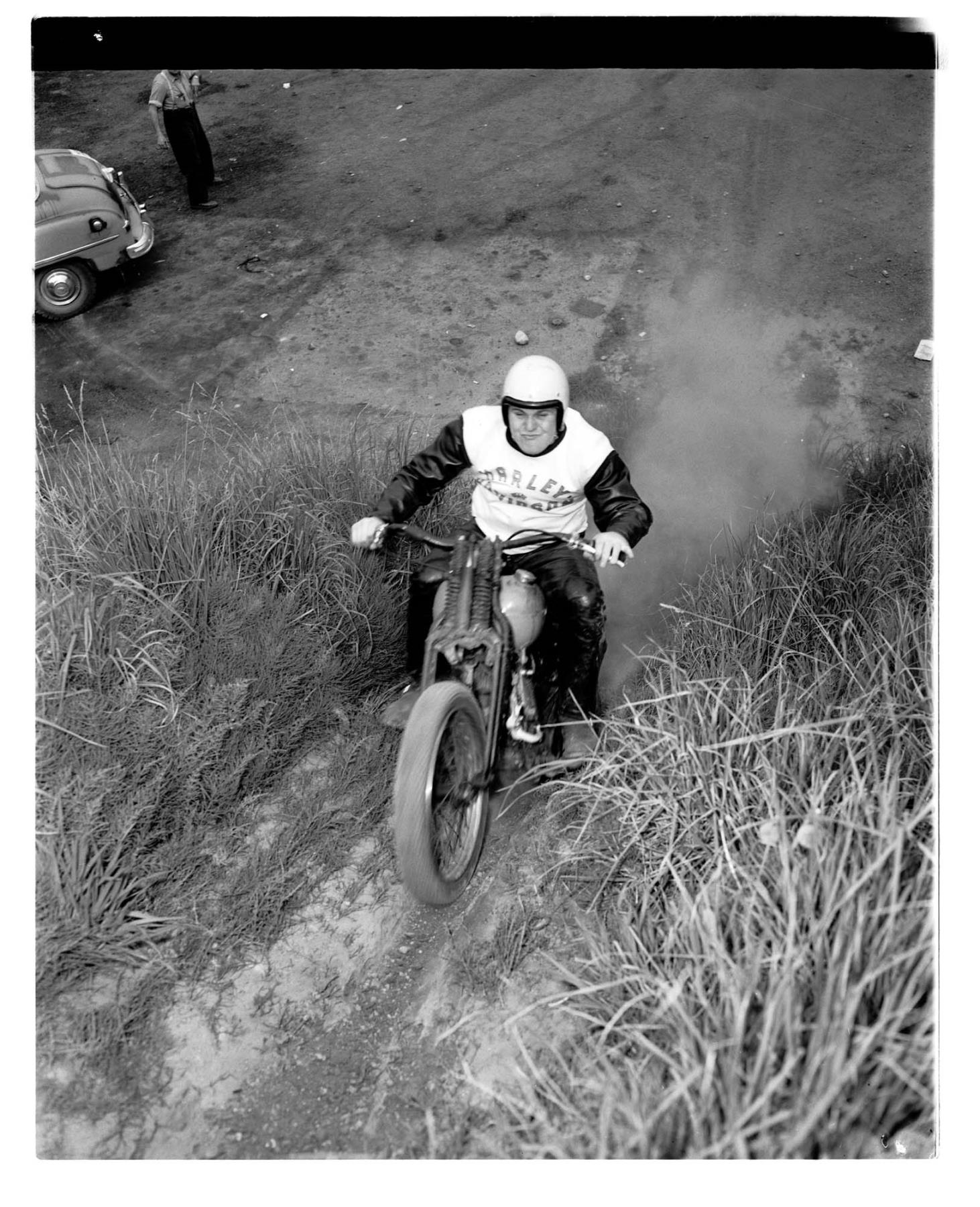 Image of Jeri Drager on motorcycle, Seattle, May 14, 1963