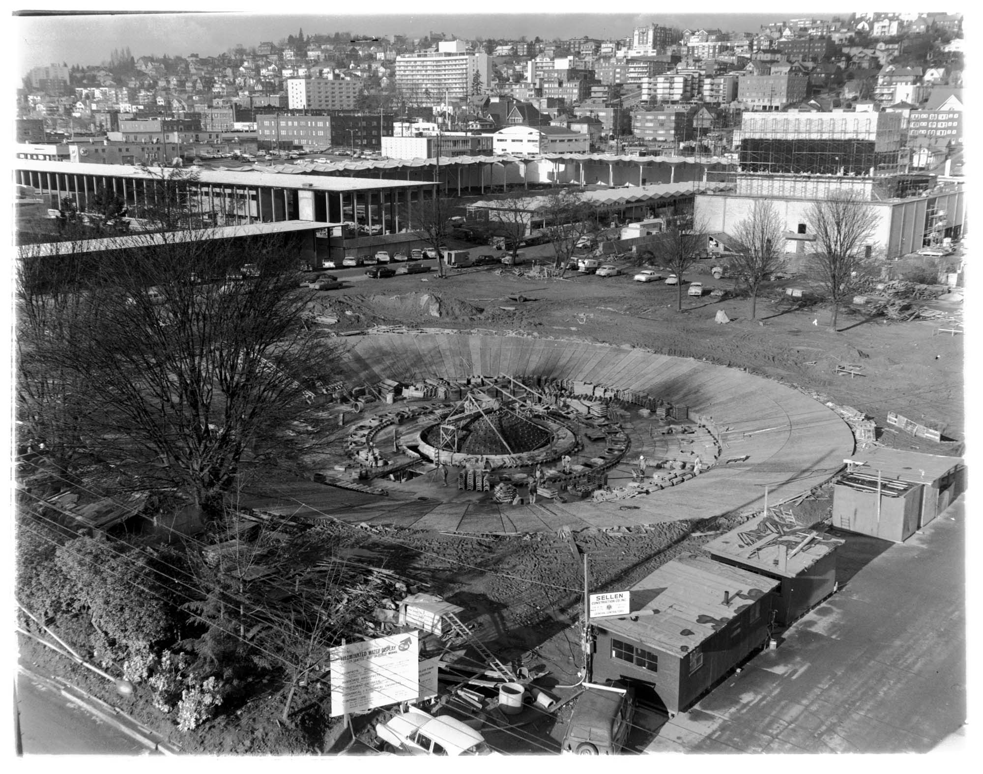 Image of Construction of the International Fountain for the Seattle World's Fair, 1961