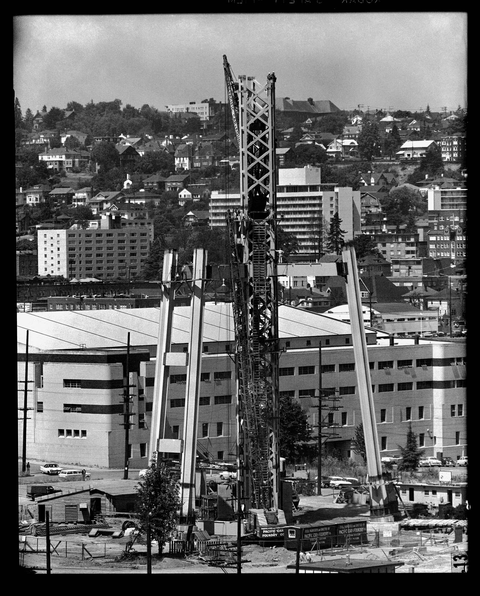 Image of Construction of the Seattle World's Fair, looking northwest, 1961
