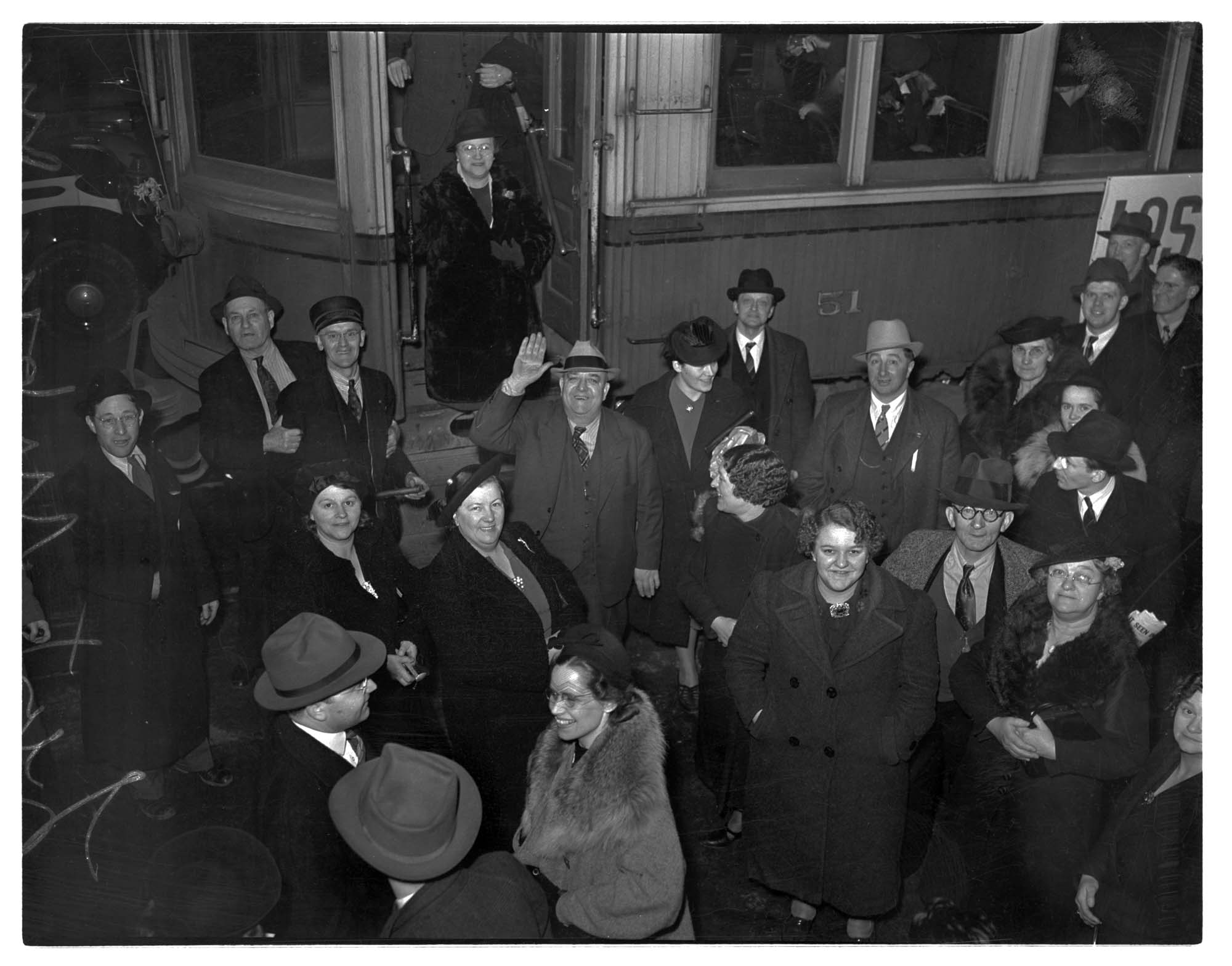 Image of Crowd at the last run of the Seattle-Everett Interurban, February 21, 1939