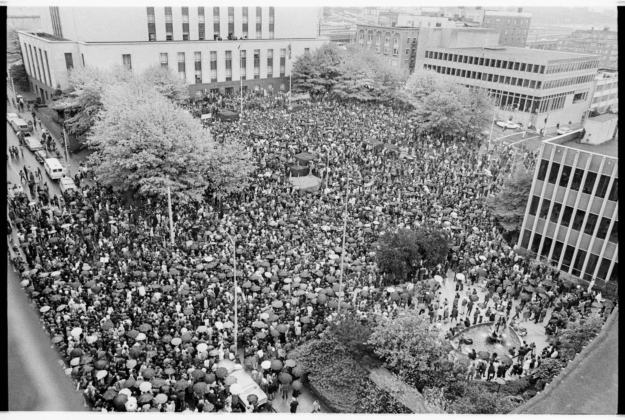 Image of Anti-war demonstration at federal courthouse, Seattle, May 5, 1970