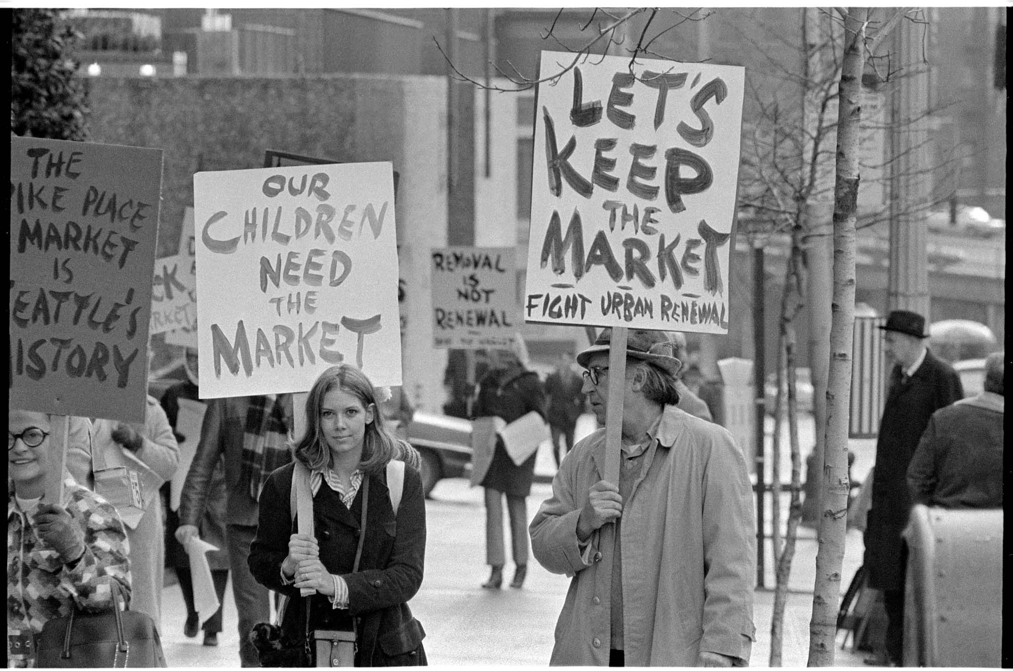 Image of Demonstration against demolition of Pike Place Market, Seattle, 1971