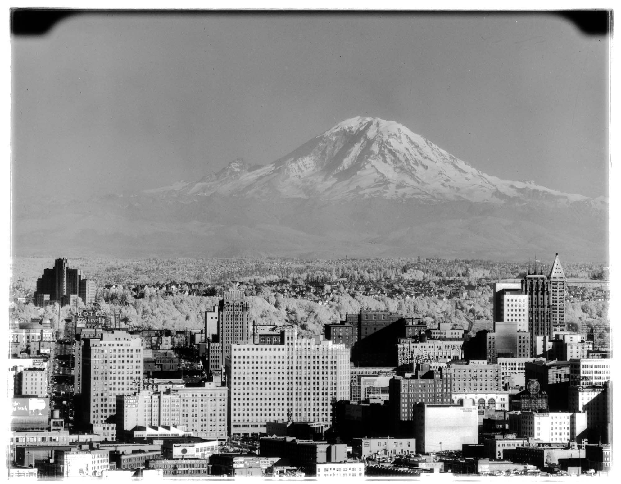 Image of Mount Rainier from downtown Seattle, July 1960