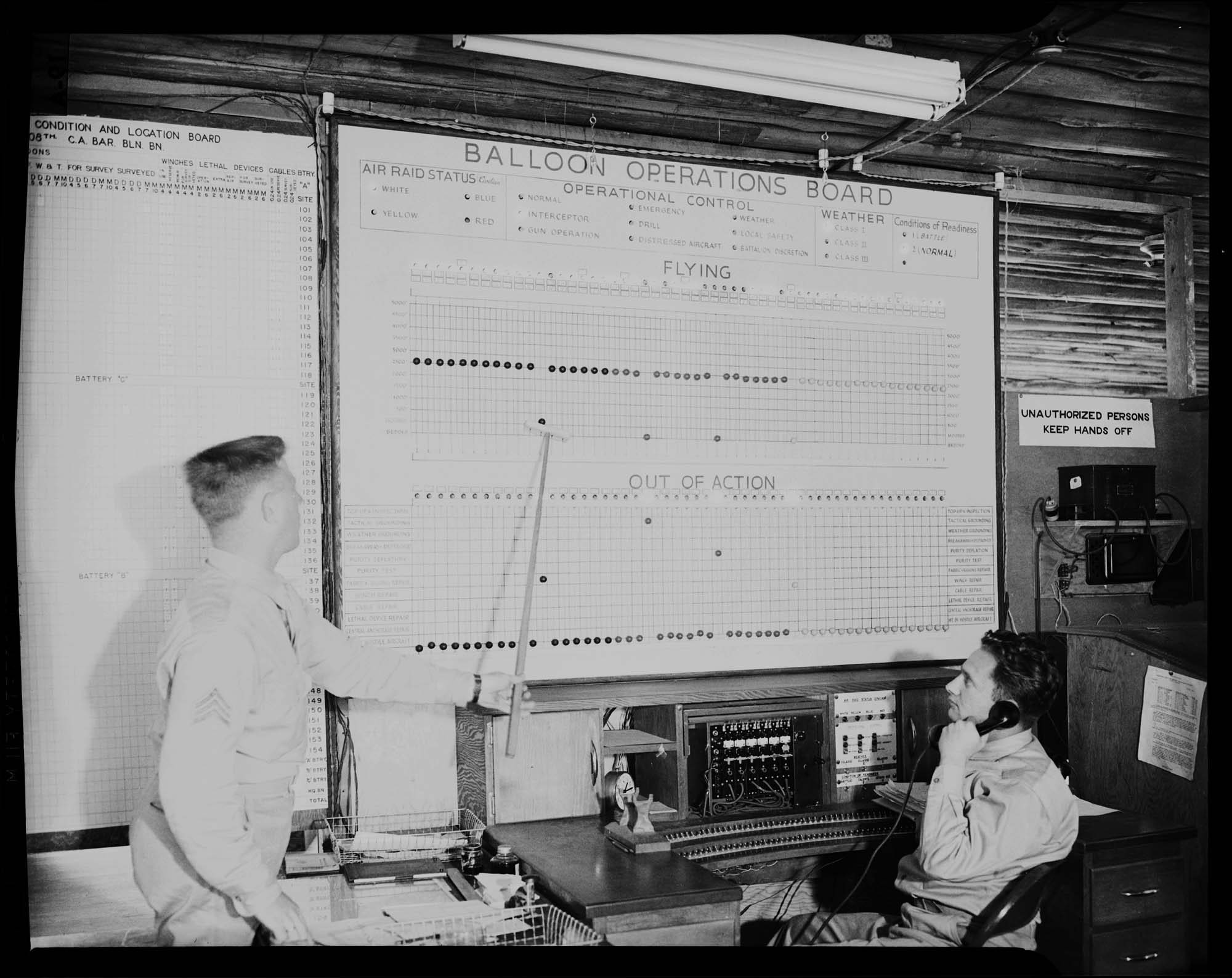 Image of Barrage balloon operations board, Seattle, 1943