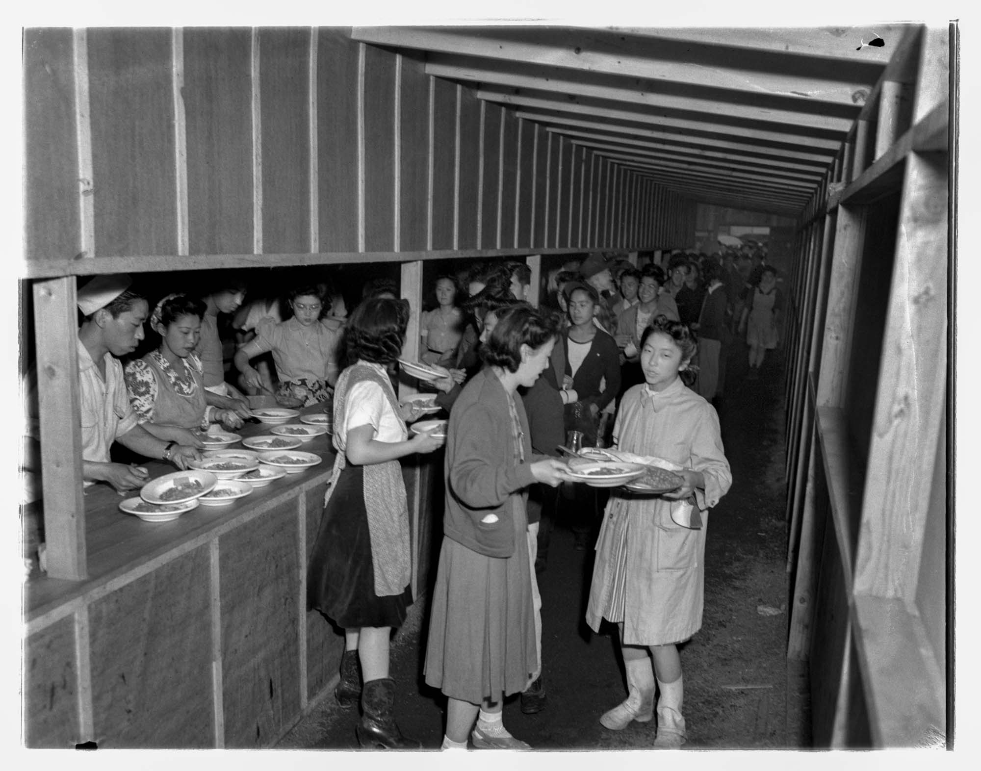Image of Food line at the Puyallup Assembly Center, Puyallup, 1942