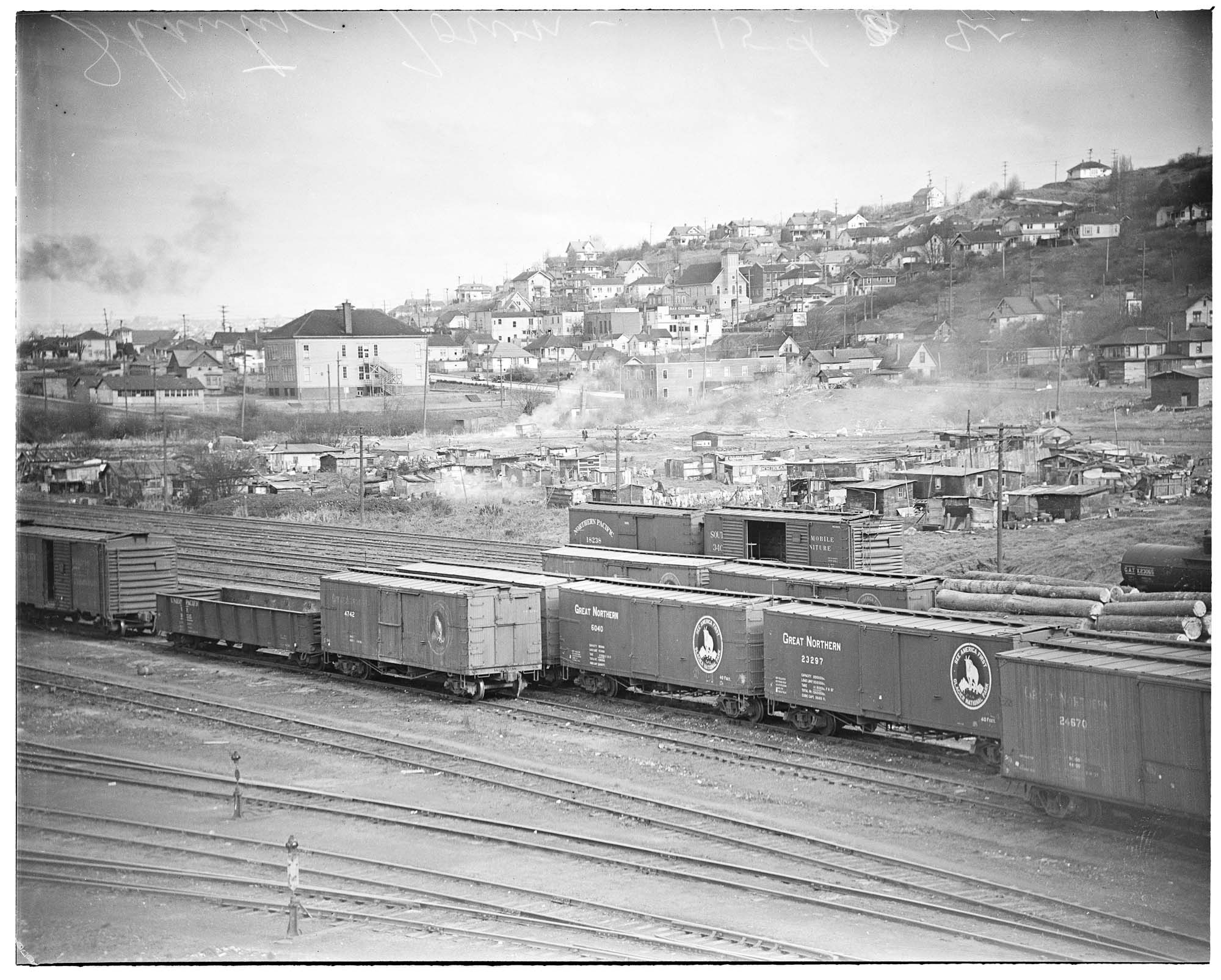 Image of Hooverville in Interbay neighborhood, Seattle, 1938