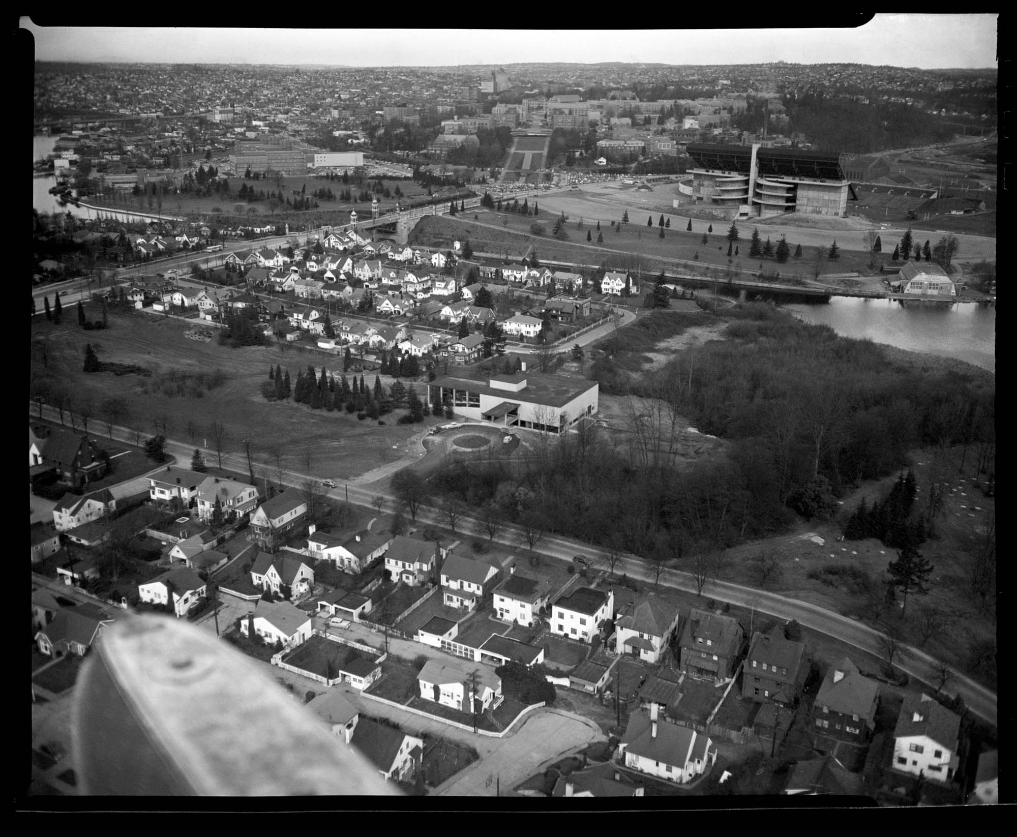 Image of Aerial view of Museum of History & Industry, Seattle, 1952