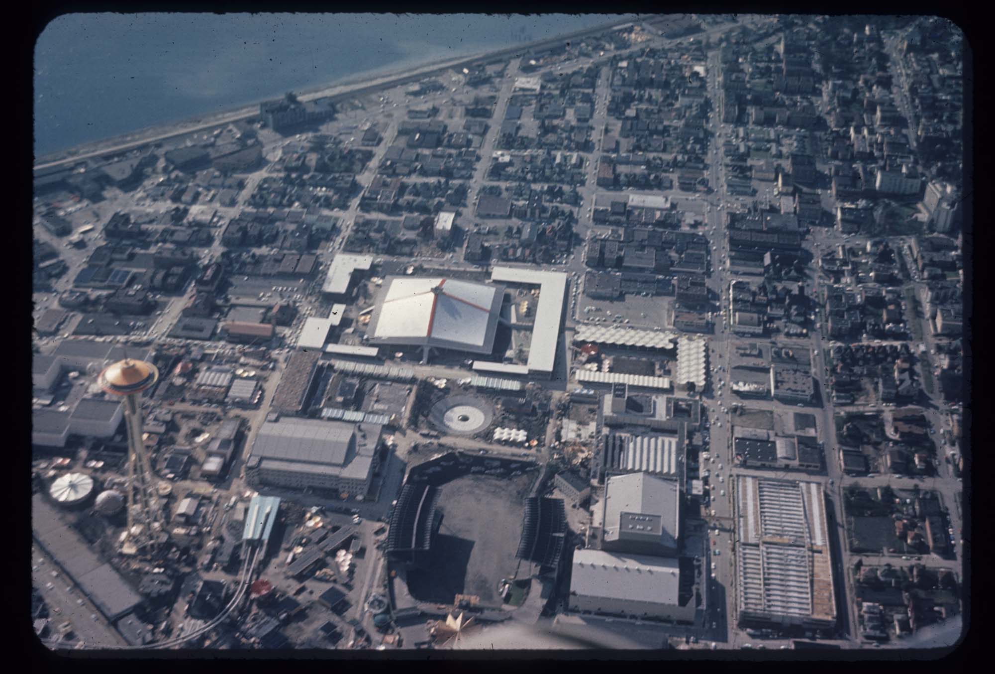 Image of Aerial view of the Seattle World's Fair grounds, 1962