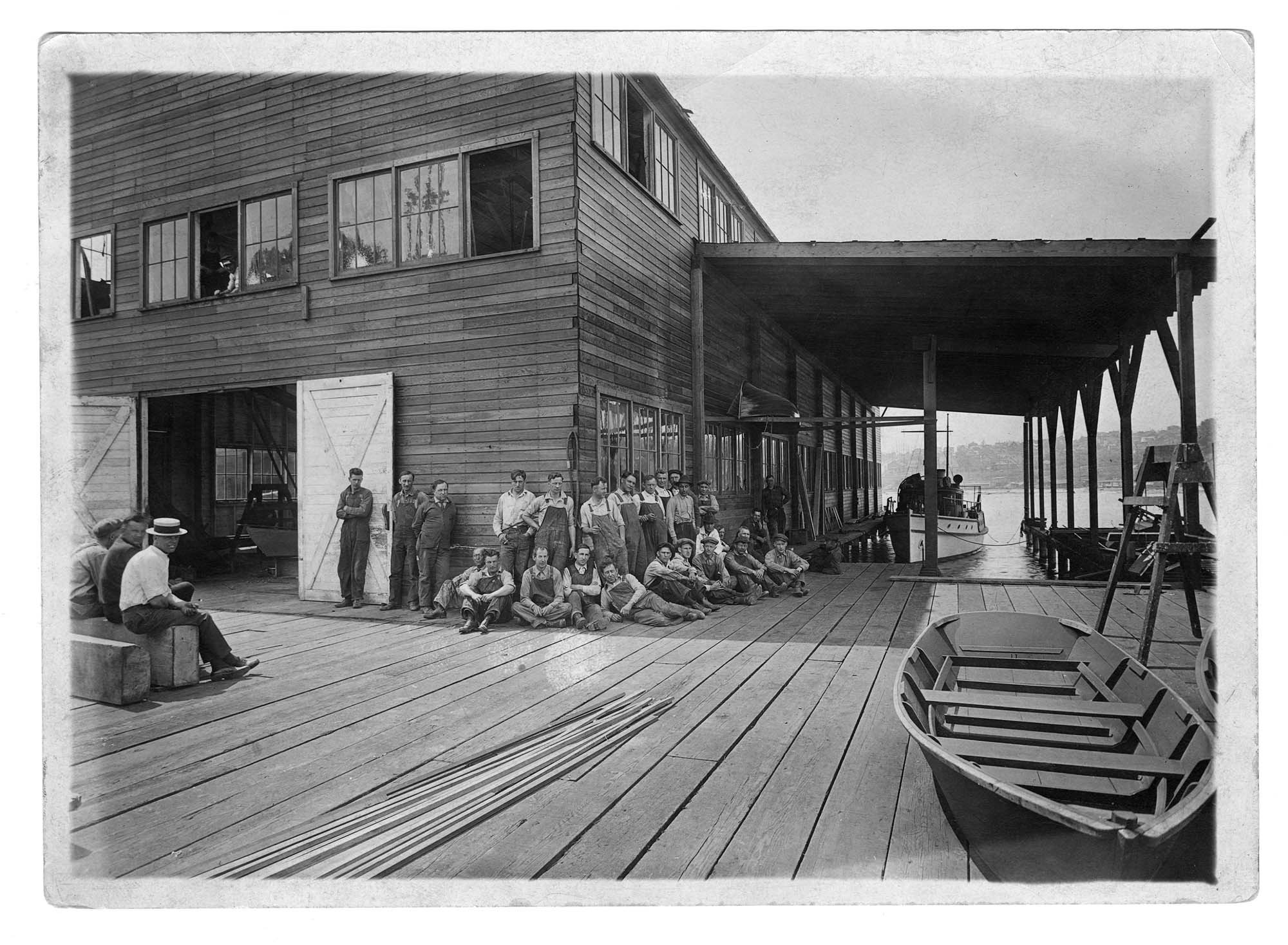 Image of Employees at the Blanchard Boat Company plant, circa 1924
