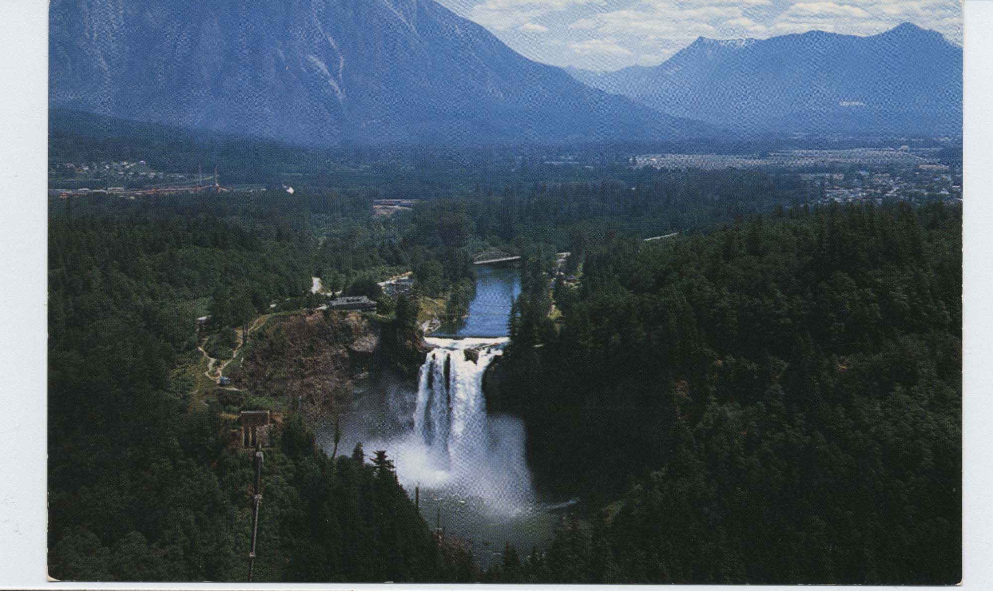 Image of Aerial of Snoqualmie Falls, near Snoqualmie, circa 1965