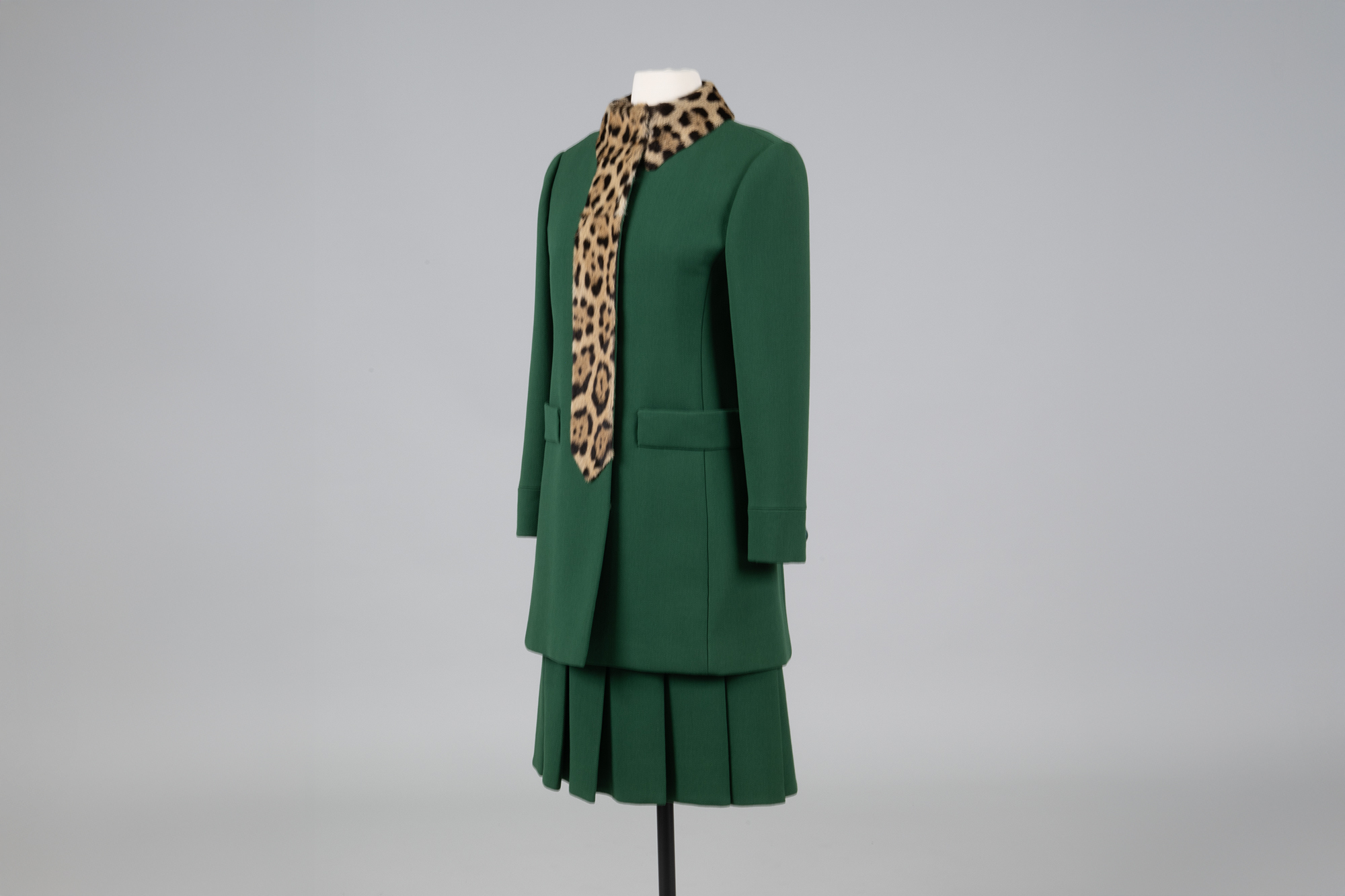 Image of Green wool dress and matching coat sold by Nordstrom Best, 1966-1972