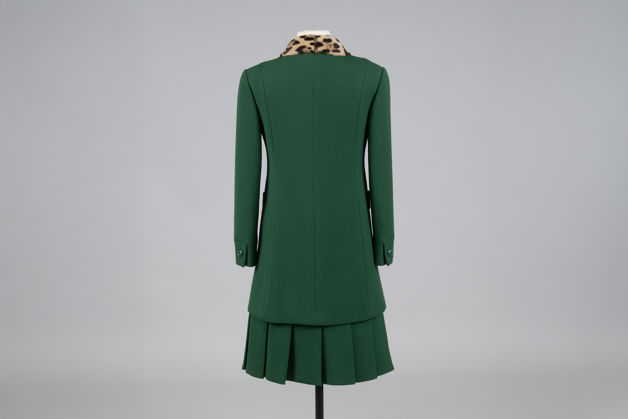 Image of Green wool dress and matching coat sold by Nordstrom Best, 1966-1972