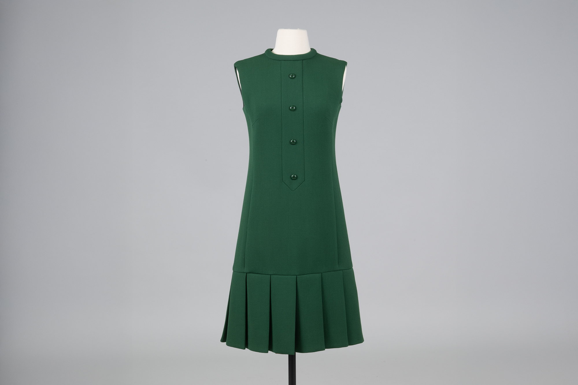 Image of Green wool dress and matching coat sold by Nordstrom Best, 1966-1972