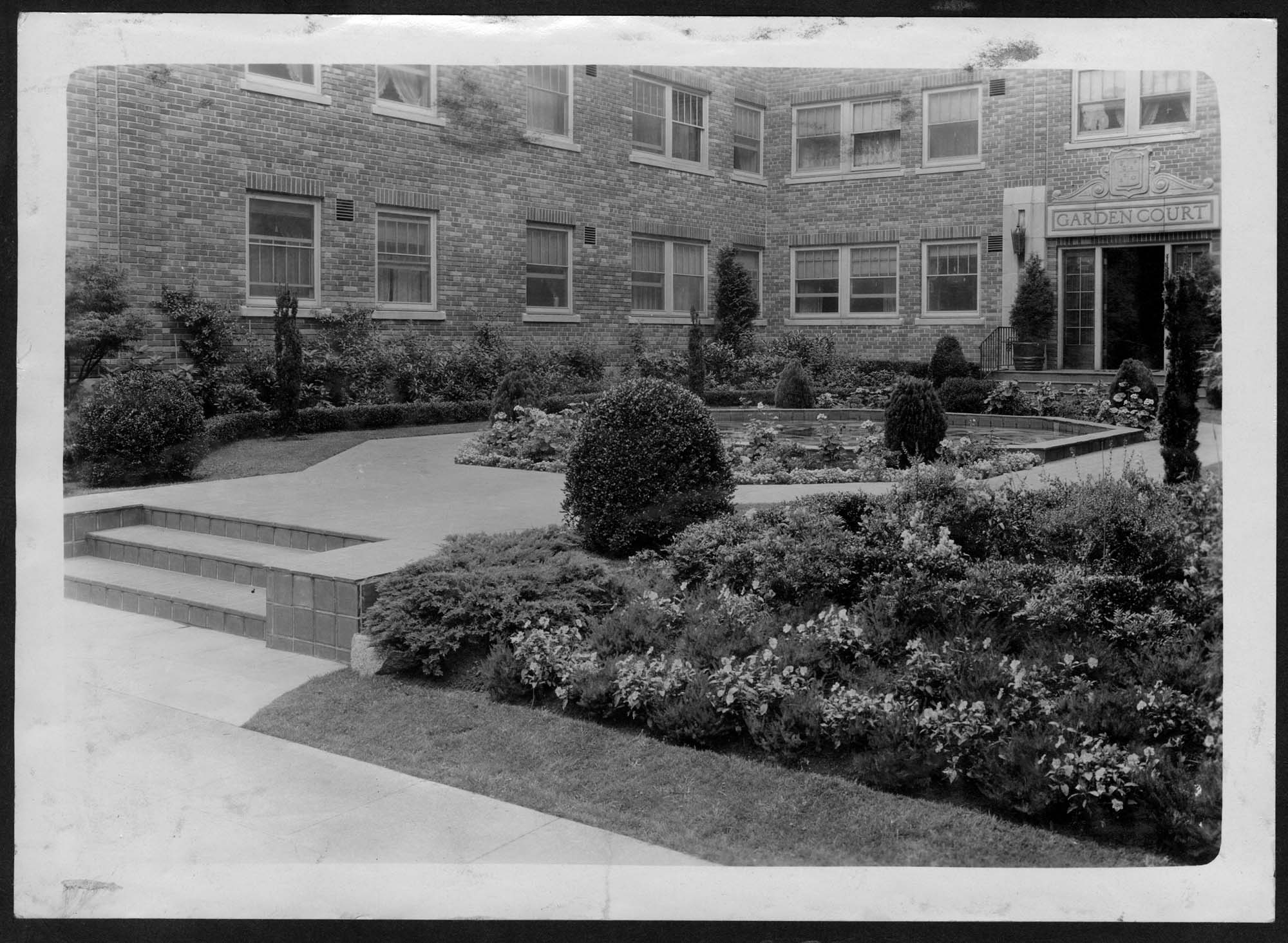 Image of Landscaping at Garden Court building, circa 1929