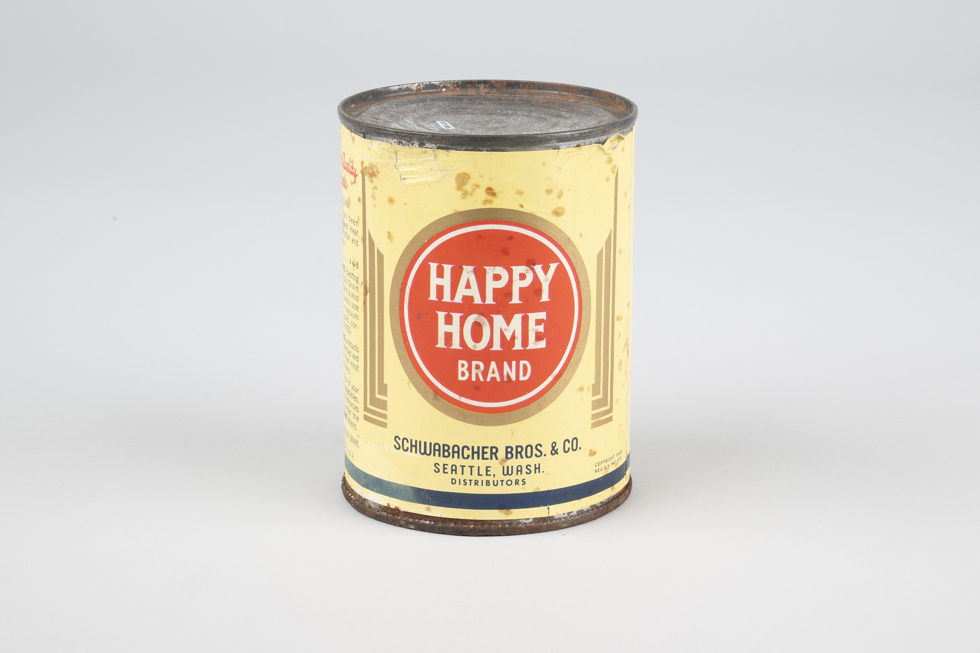 Image of Can of “Happy Home Sweet Corn” from Schwabacher Bros. & Co., ca. 1930s