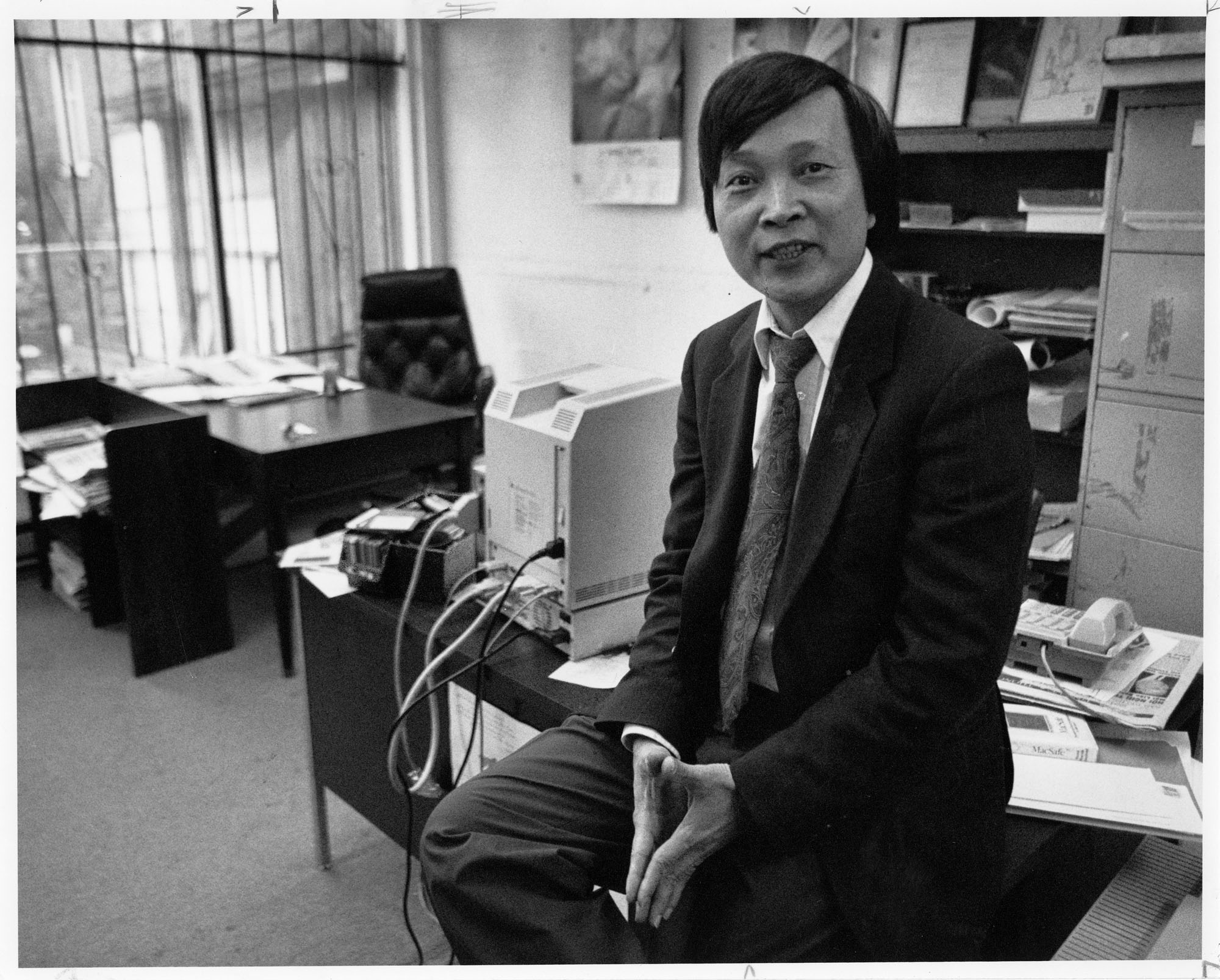 Image of Da C. Le, editor of the Vietnam Times, in his office, Seattle, January 1992