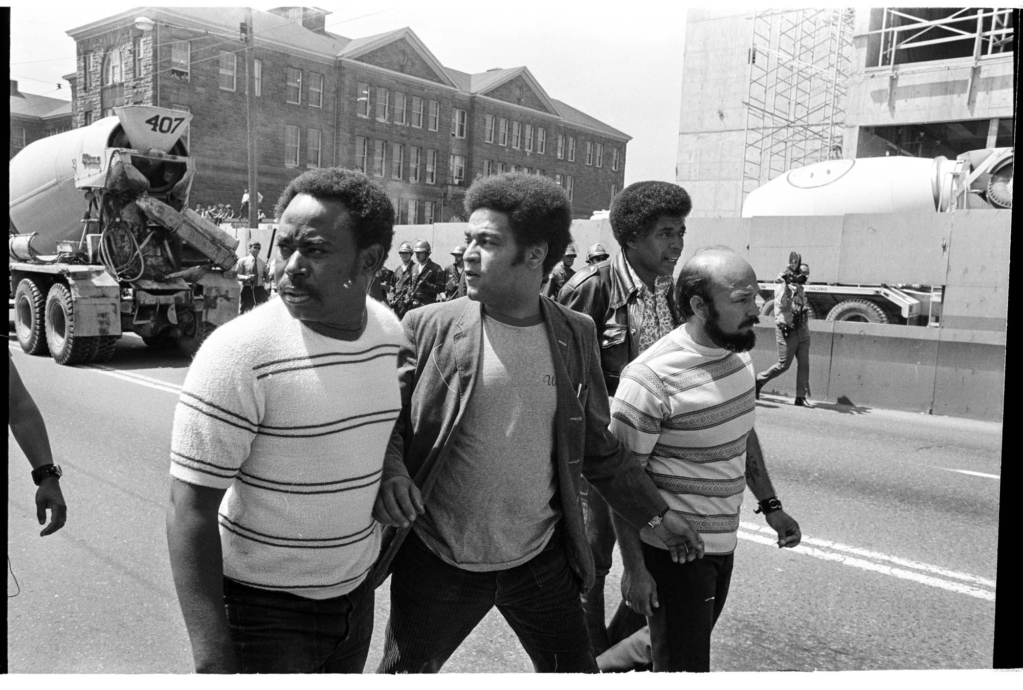 Image of UCWA leaders at head of  march at Seattle Central Community College, June 7, 1972
