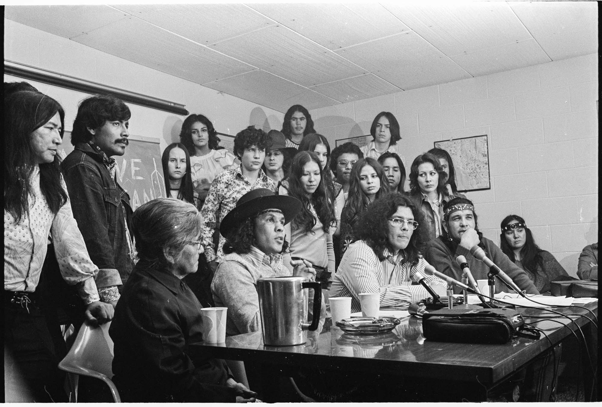 Image of Jim Robideau and others at BIA protest, Seattle, November 6, 1972