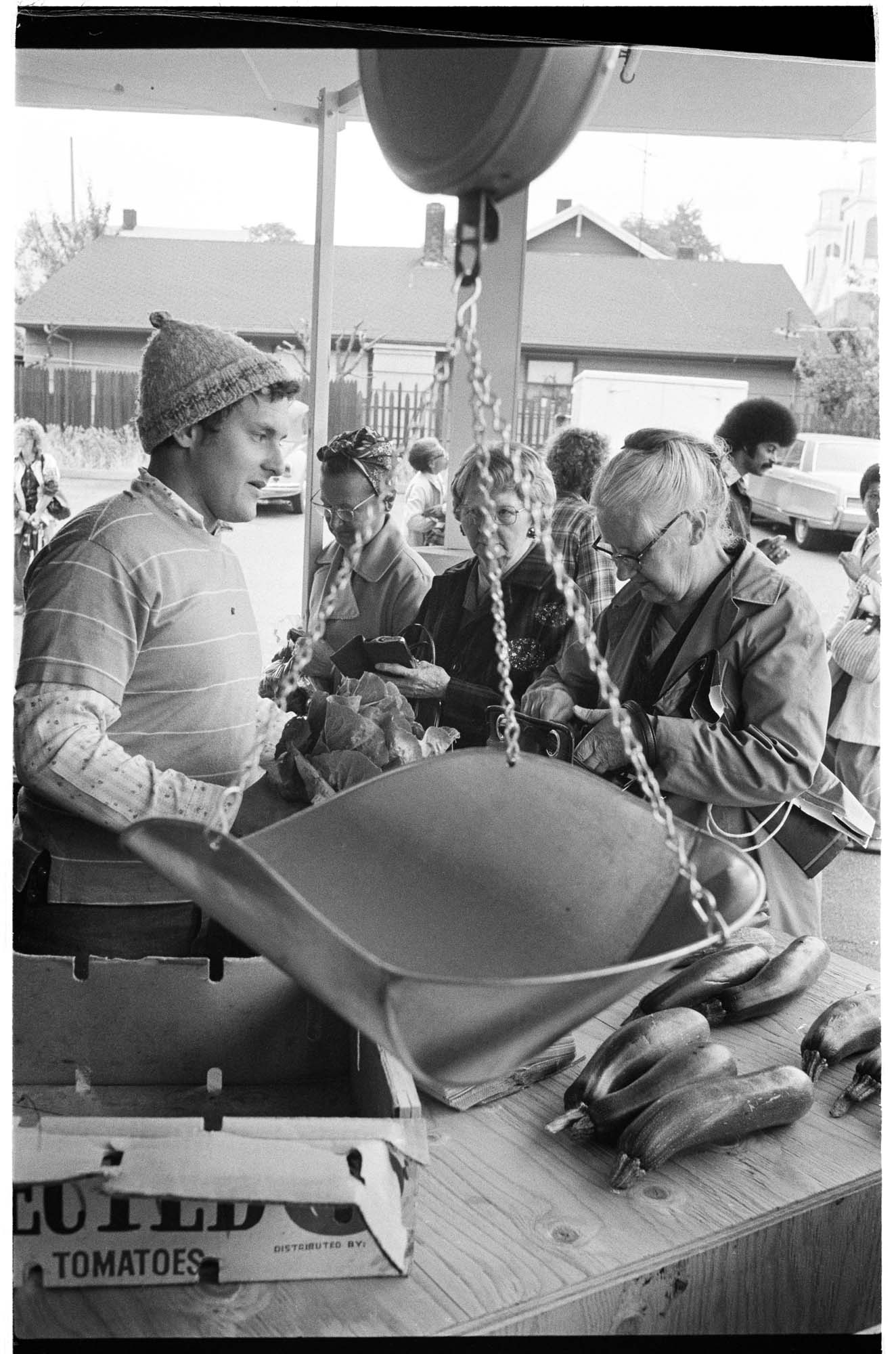 Image of Customers on the first day of the new Inner City Farmer's Market, Seattle, August 2, 1975