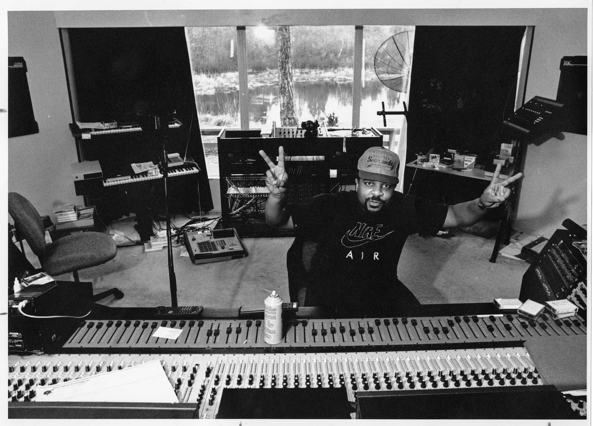 Image of Sir Mix-A-Lot in his recording studio, Auburn, January 19, 1992