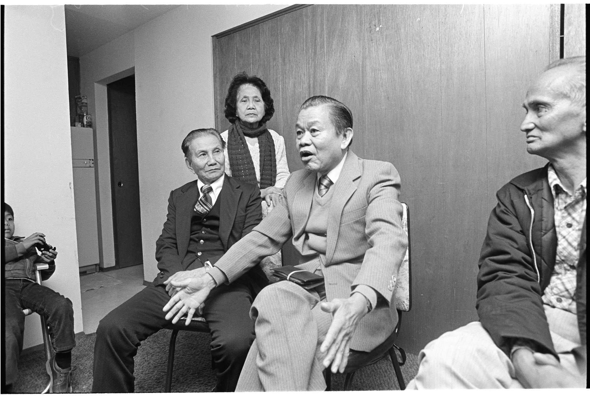 Image of Urbano Quijance speaking about Filipino soldiers in WWII, January 17, 1985