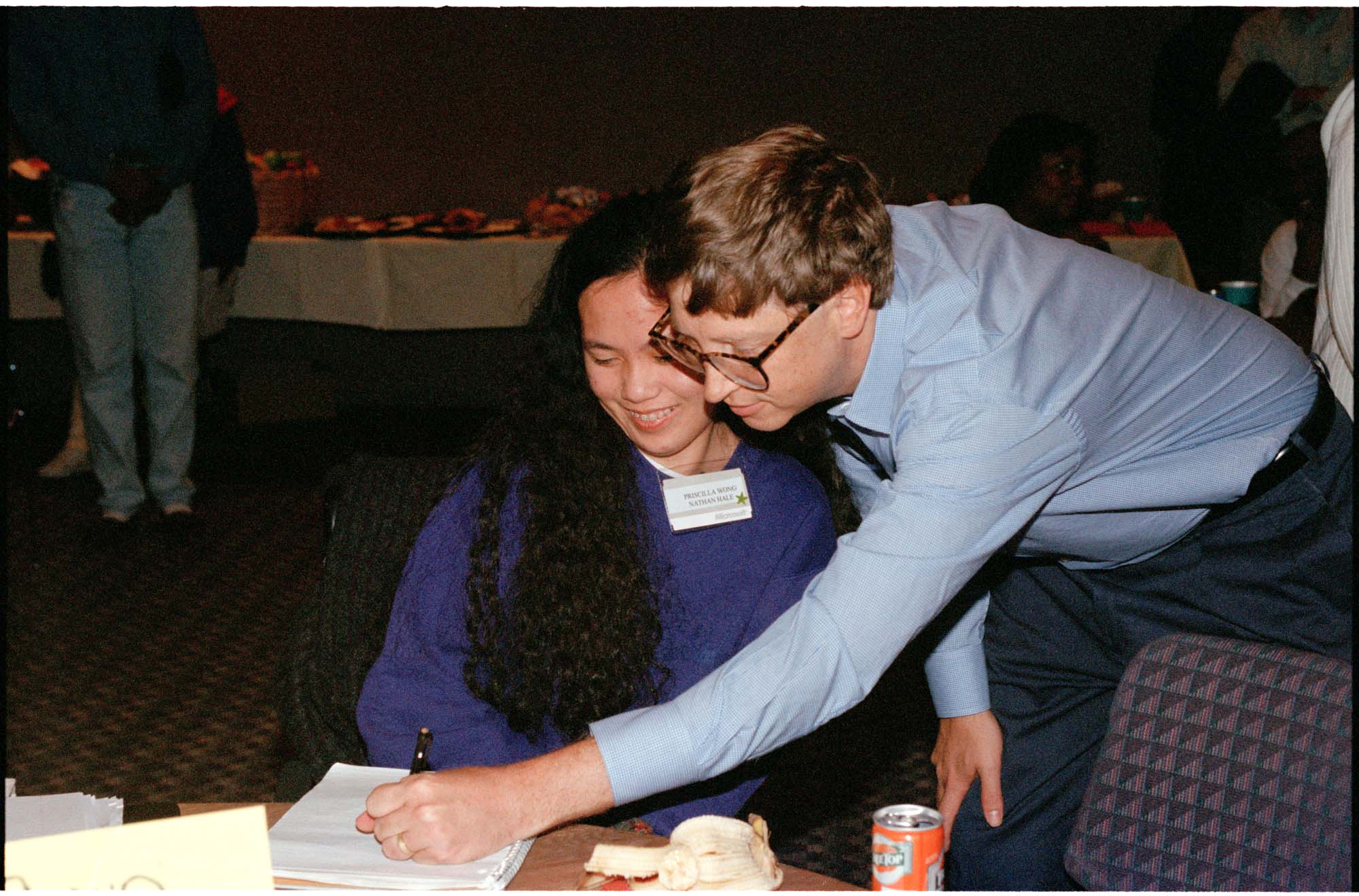 Image of Bill Gates and Priscilla Wong at Minority Student Day at Microsoft, Redmond, October 26, 1995
