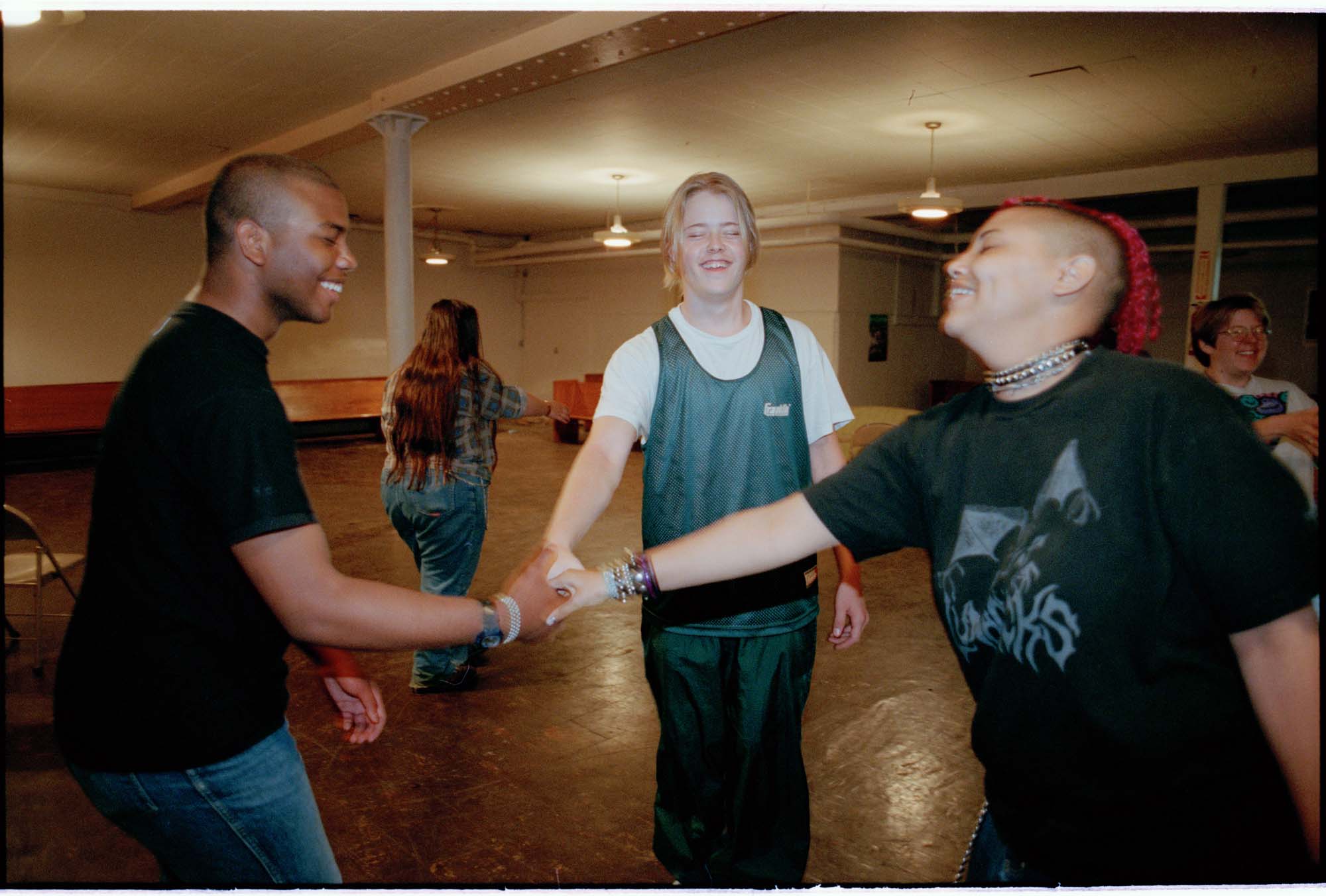 Image of Three young actors in the Theater of Liberation, Seattle, May 29, 1997