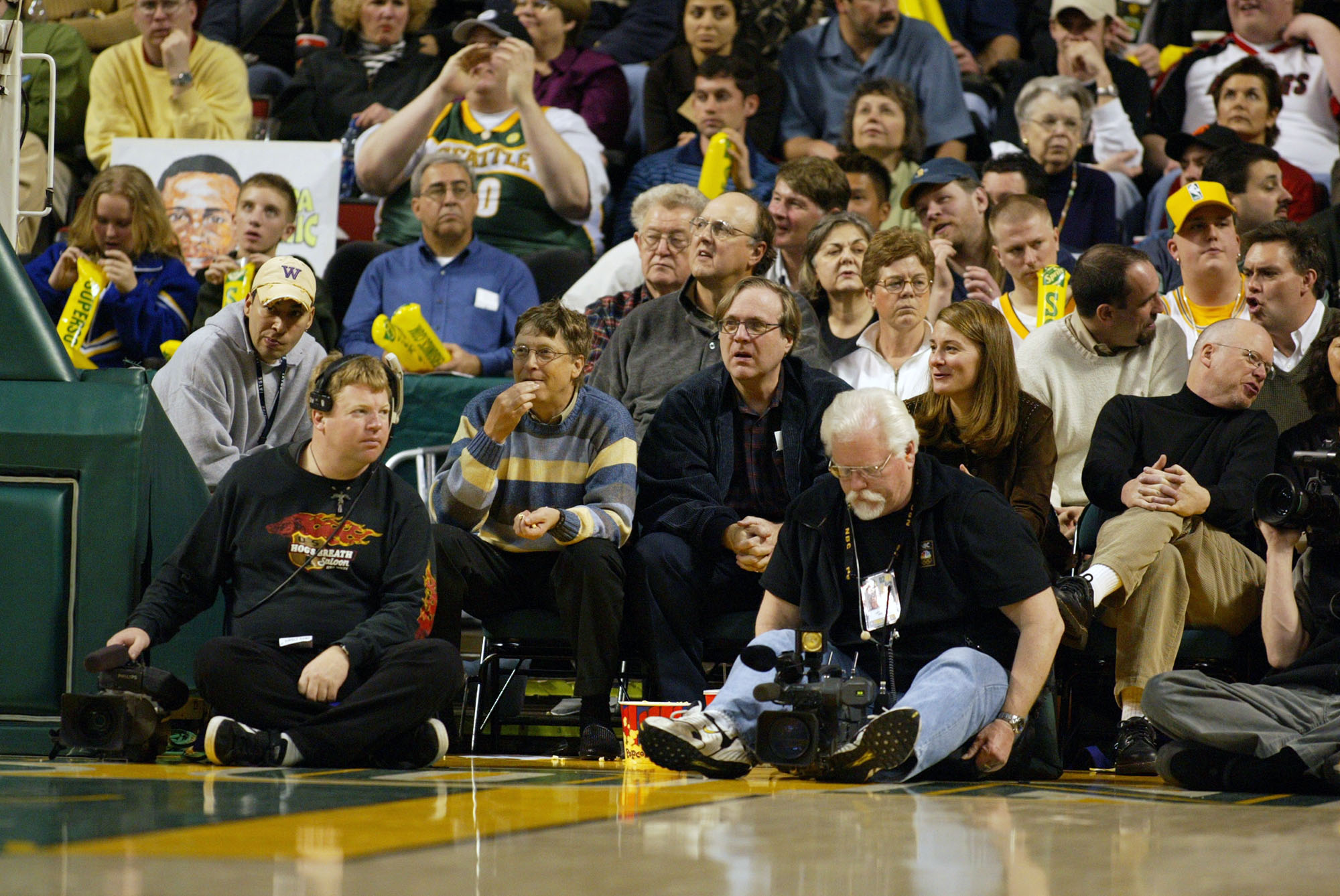 Image of Bill Gates and Paul Allen at Sonics-Portland game, Seattle, March 11, 2003