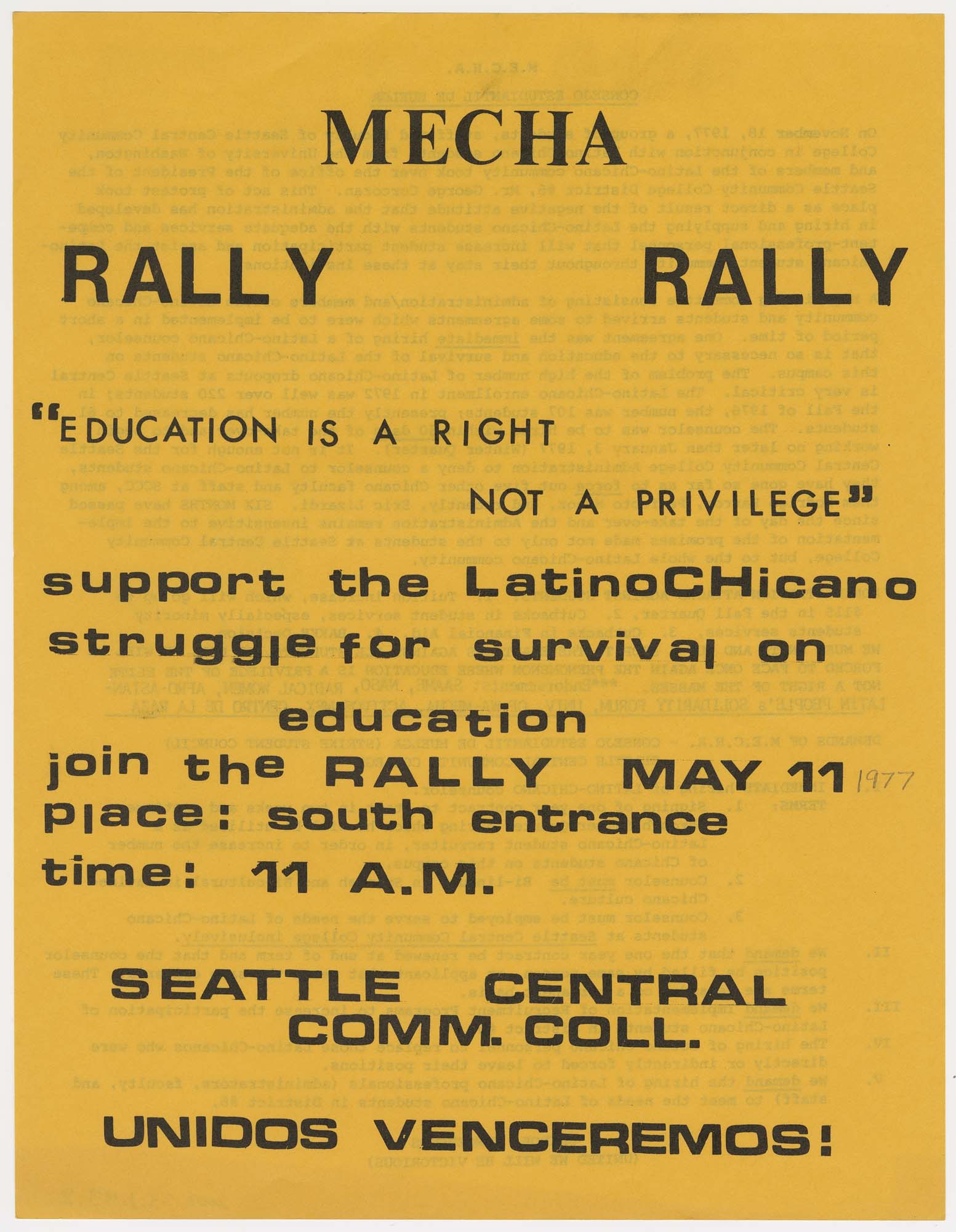Image of MEChA rally poster, May 1977