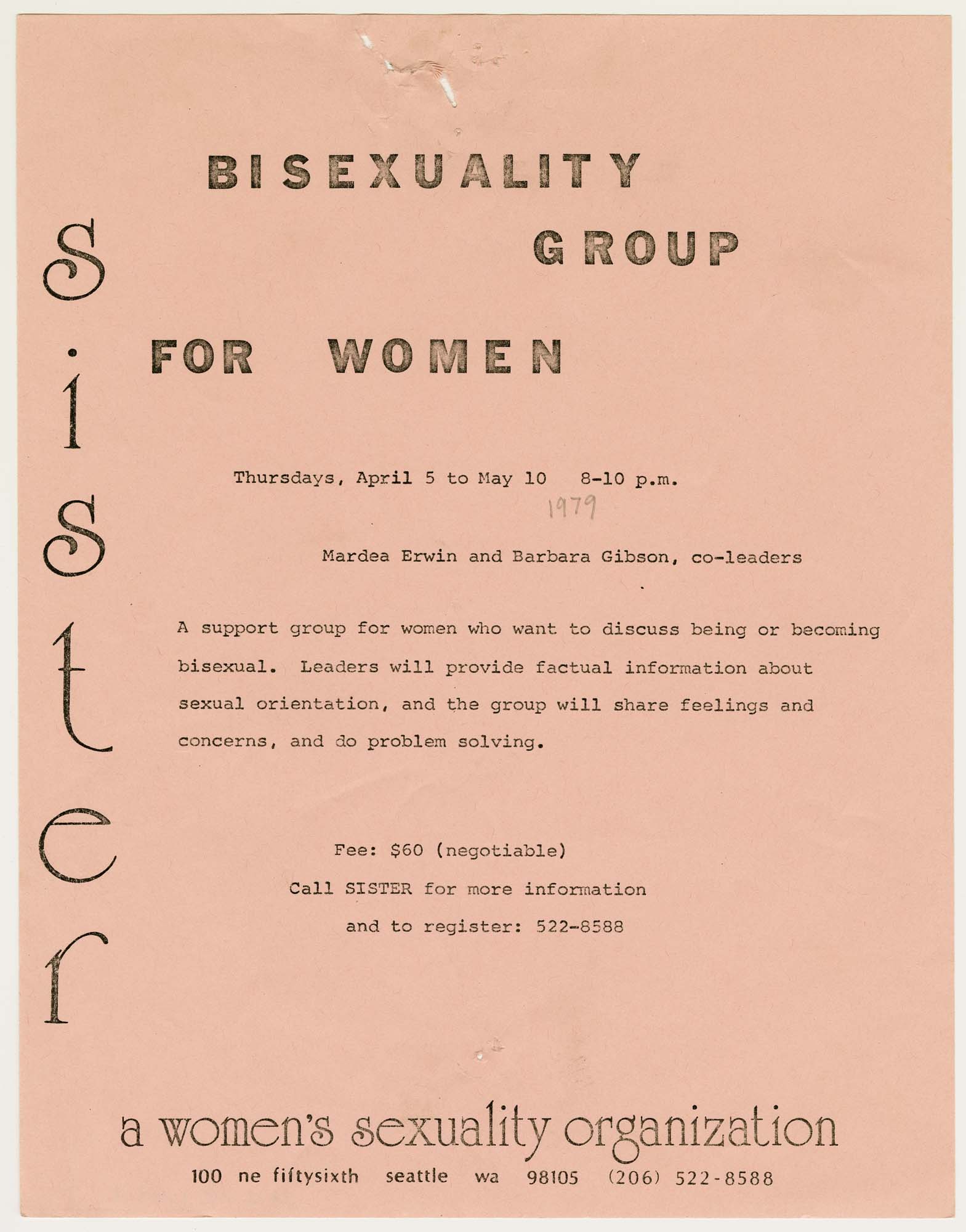Image of Bisexuality group for women flier, 1979