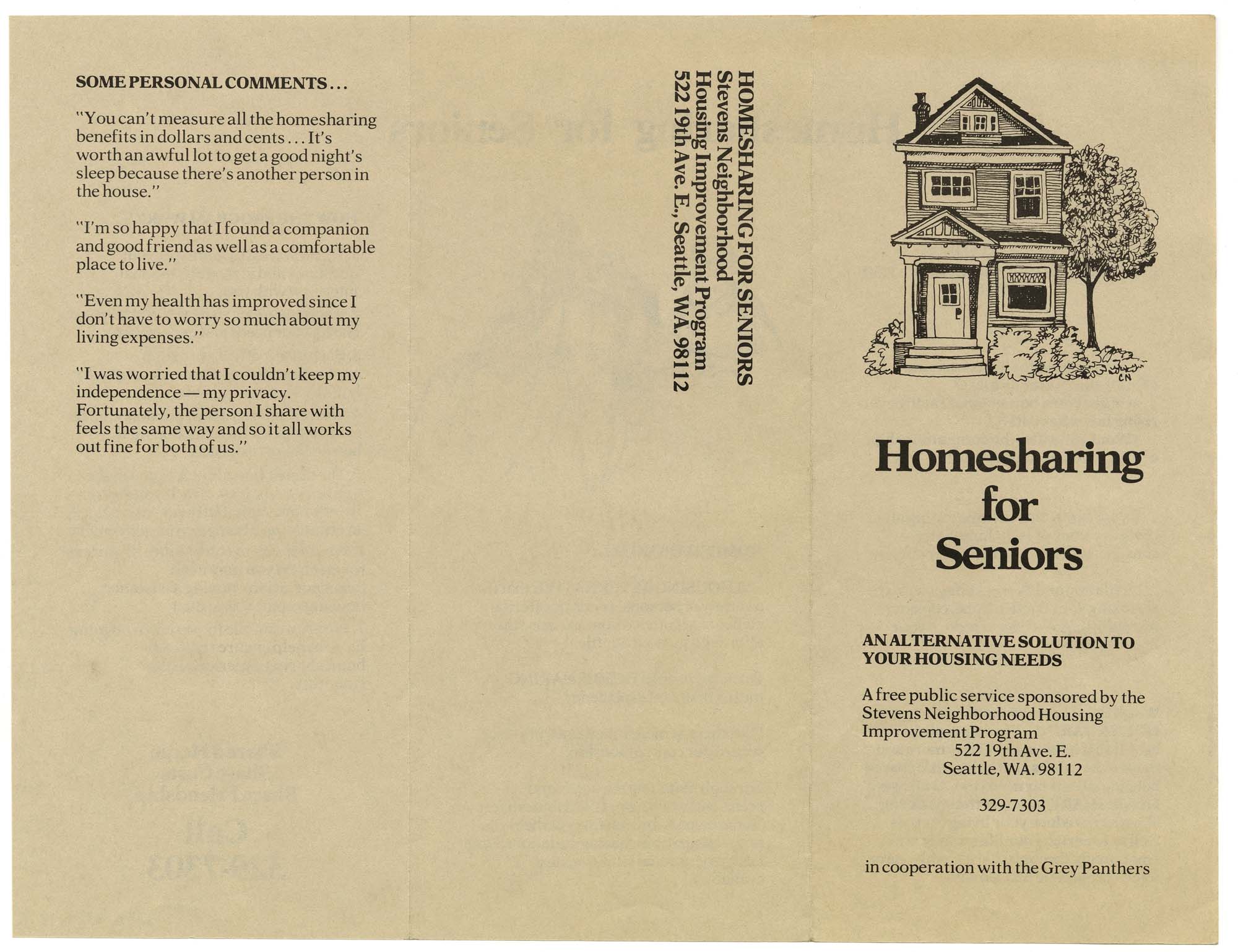 Image of Homesharing for Seniors brochure, 1979