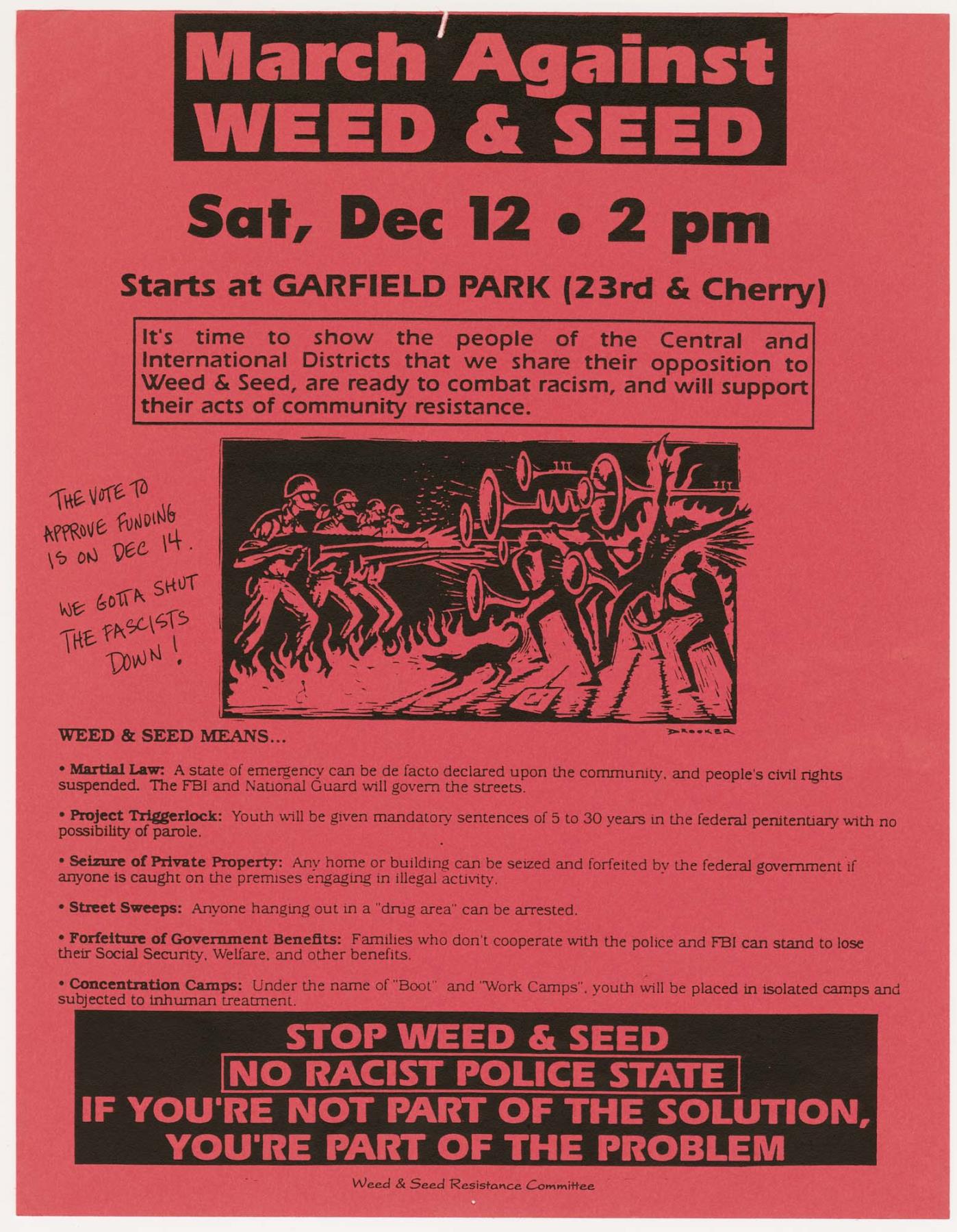 Image of March Against Weed & Seed flier, 1992
