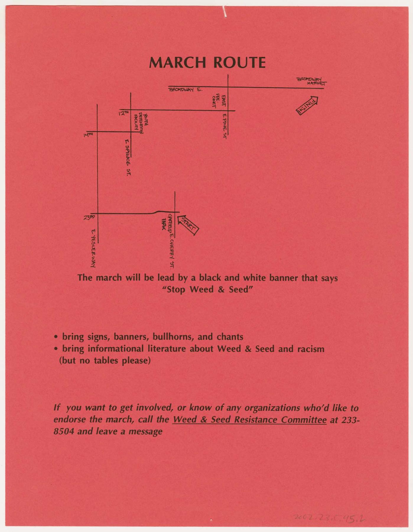 Image of March Against Weed & Seed flier, 1992