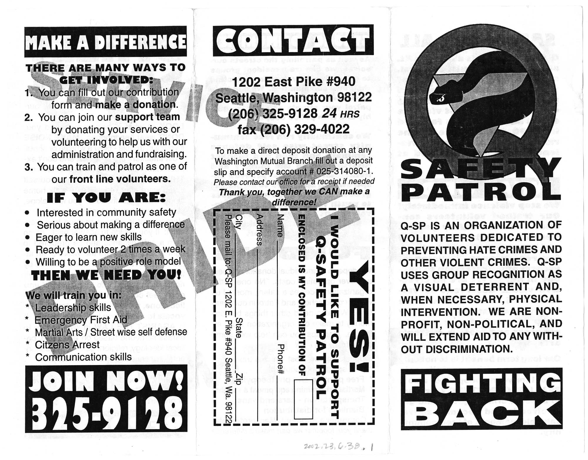 Image of Q-Safety Patrol brochure, 1997