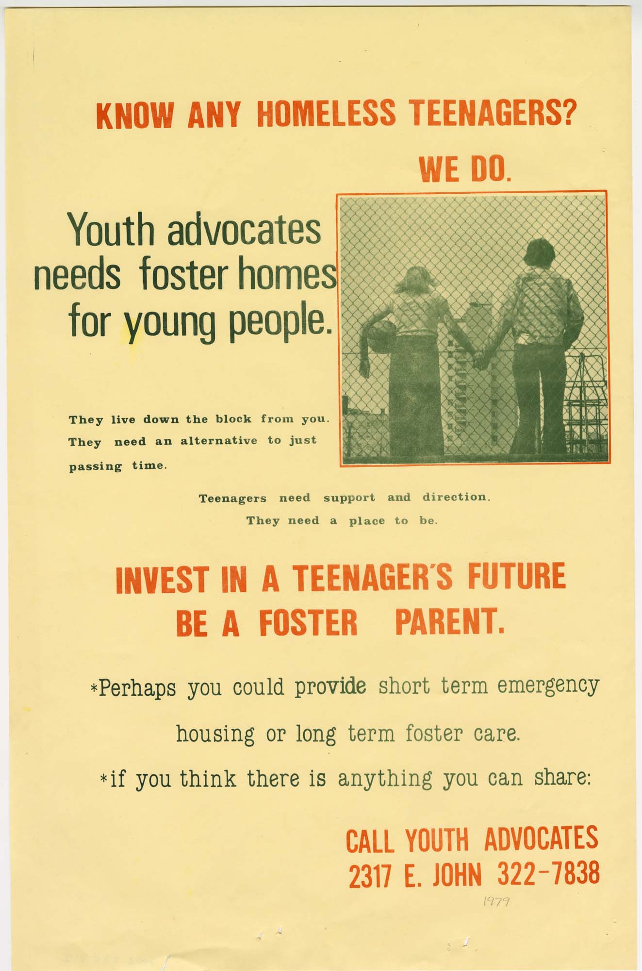 Image of Youth Advocates poster, Seattle, 1979
